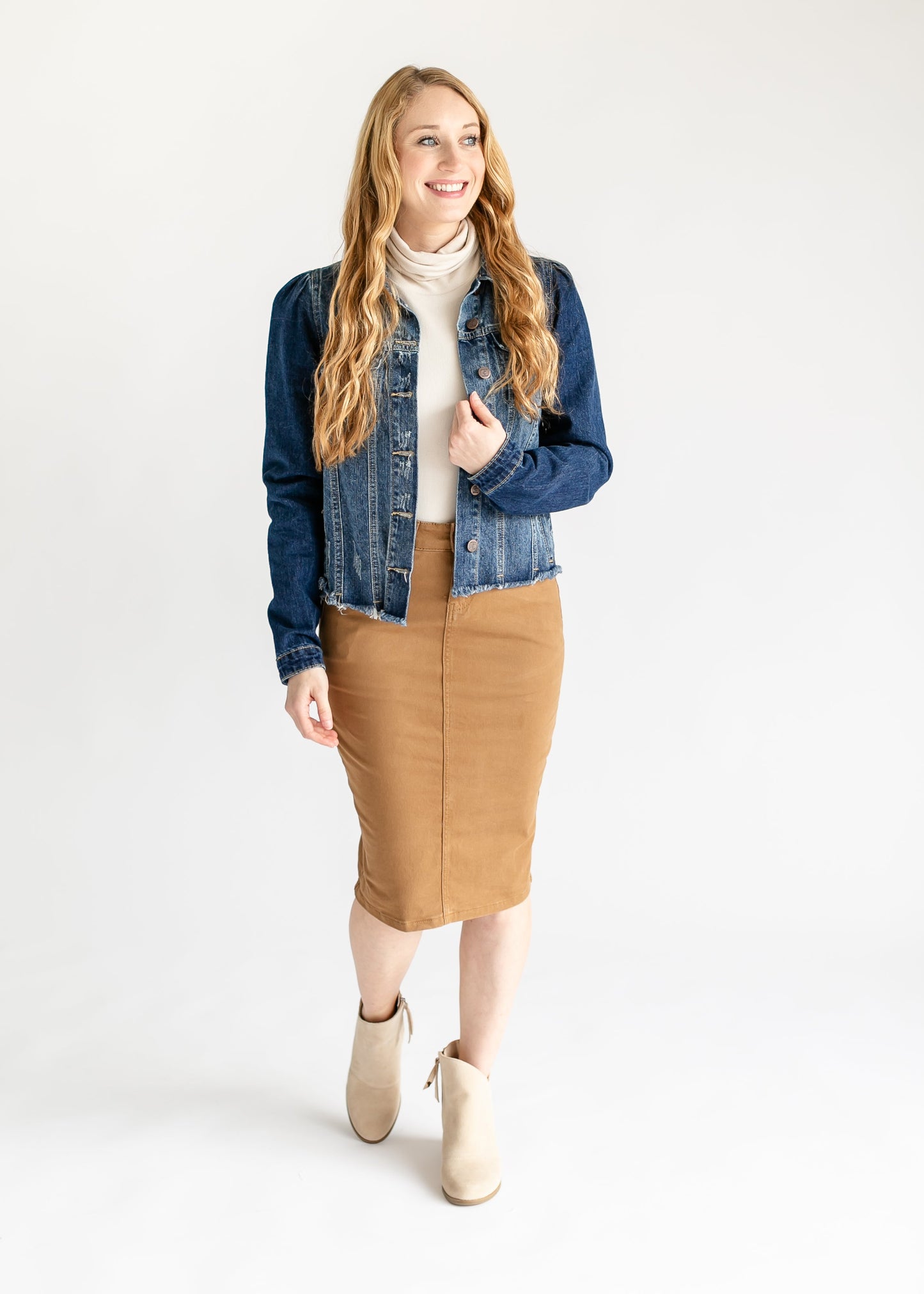 Remi Toasted Coconut Denim Midi Skirt IC Skirts