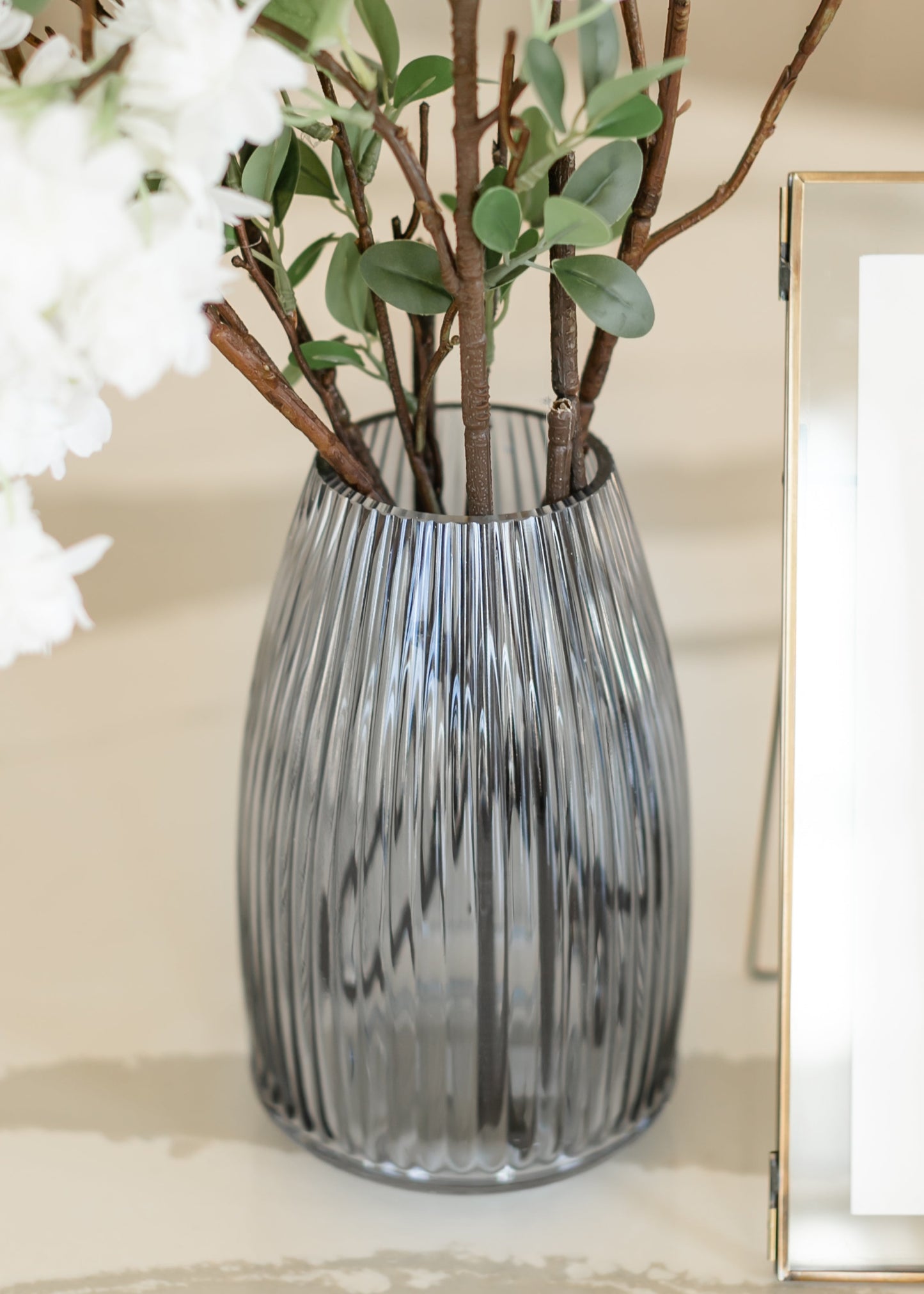 Ribbed Blue Gray Glass Vase Gifts