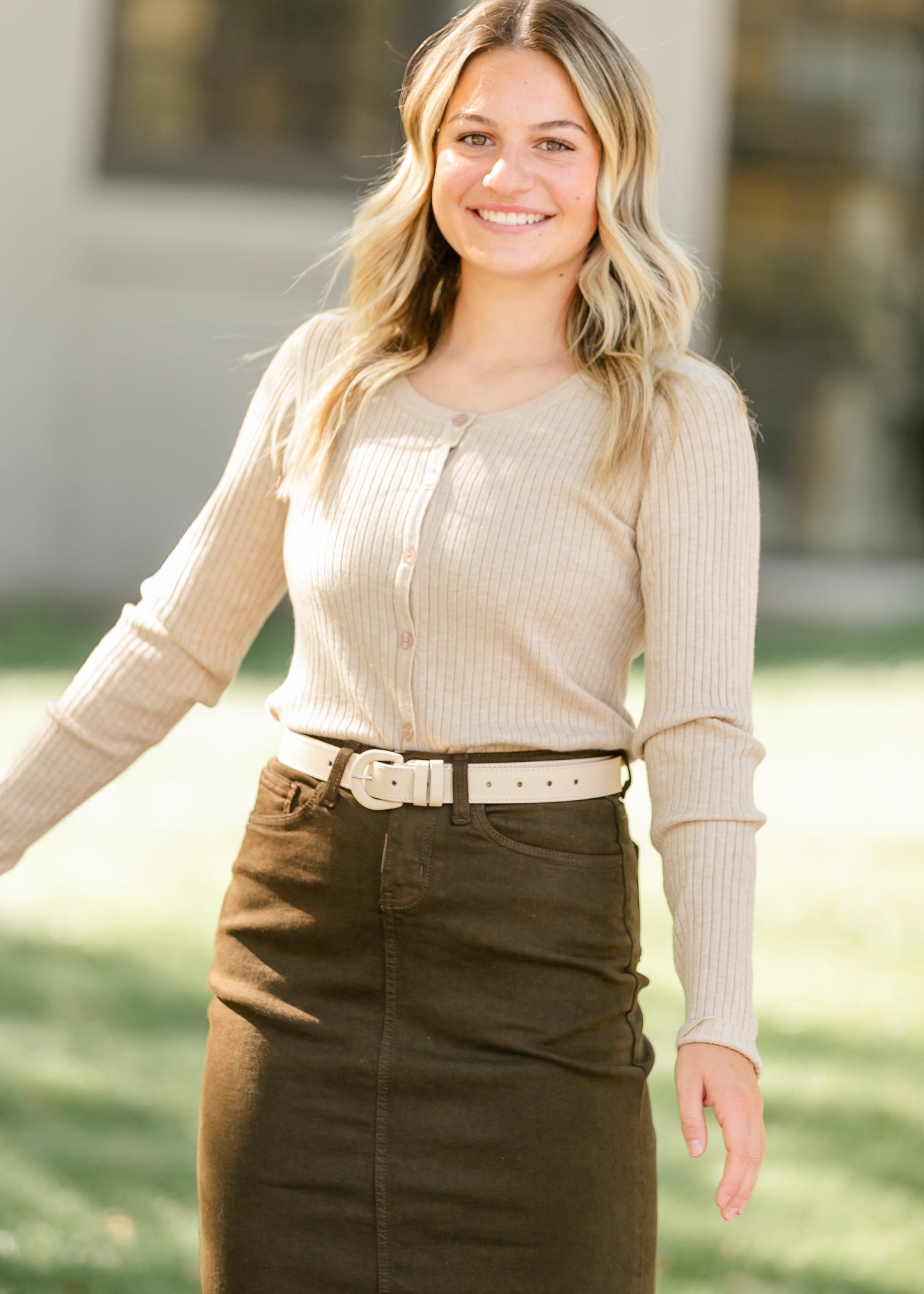 Ribbed Button Down Cardigan FF Layering Essentials