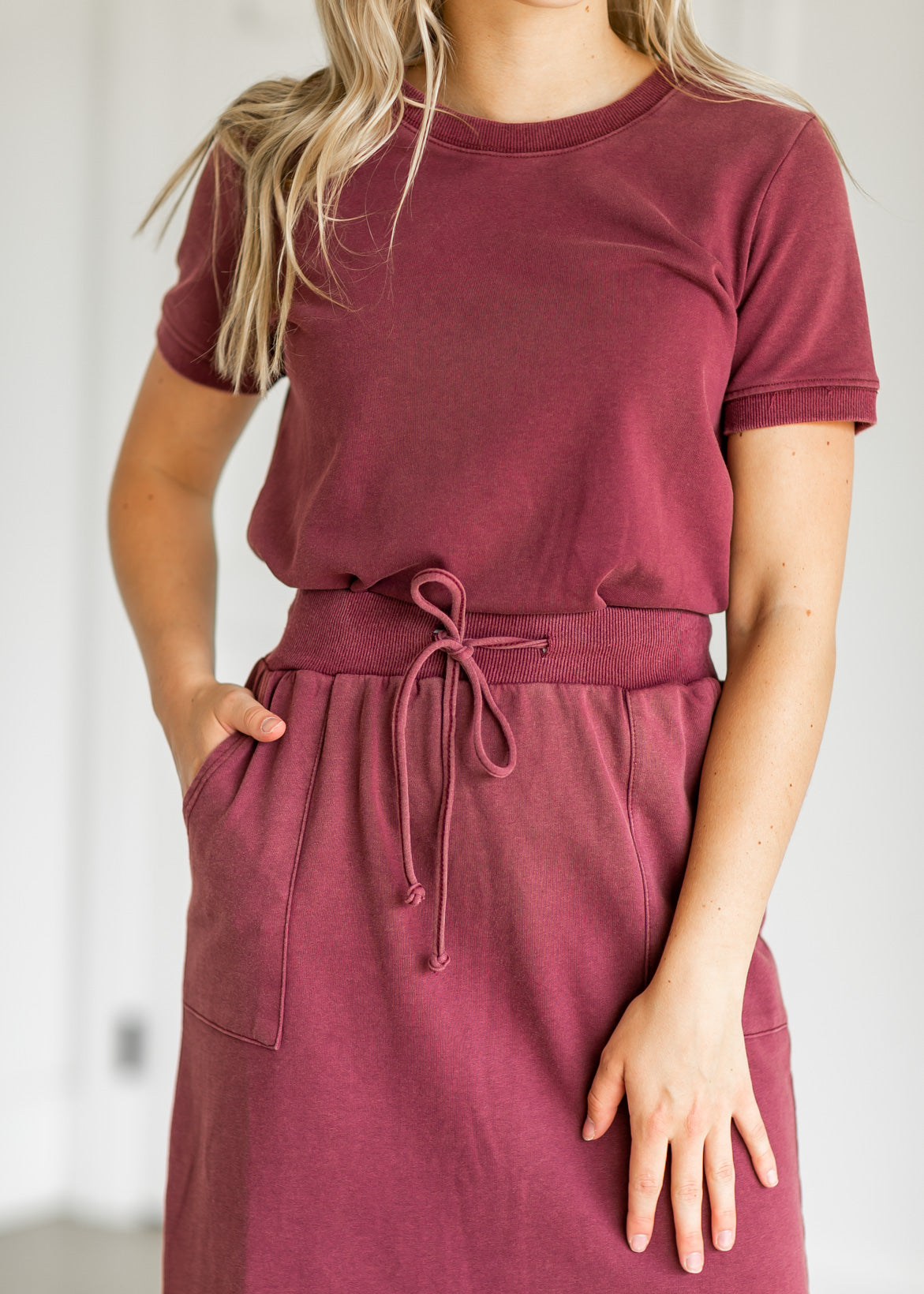 Ribbed Contrast Washed Midi Skirt Skirts