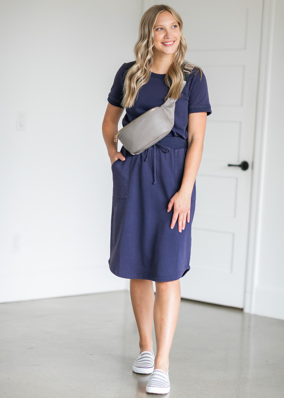 Ribbed Contrast Washed Midi Skirt Skirts
