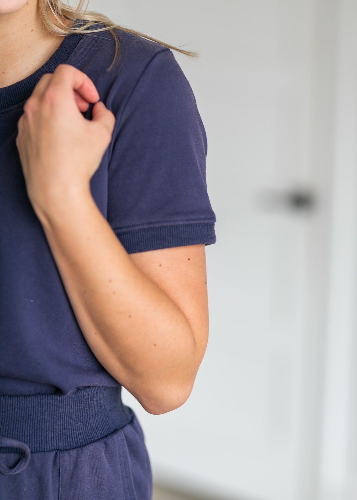 Ribbed Contrast Washed T-Shirt Tops