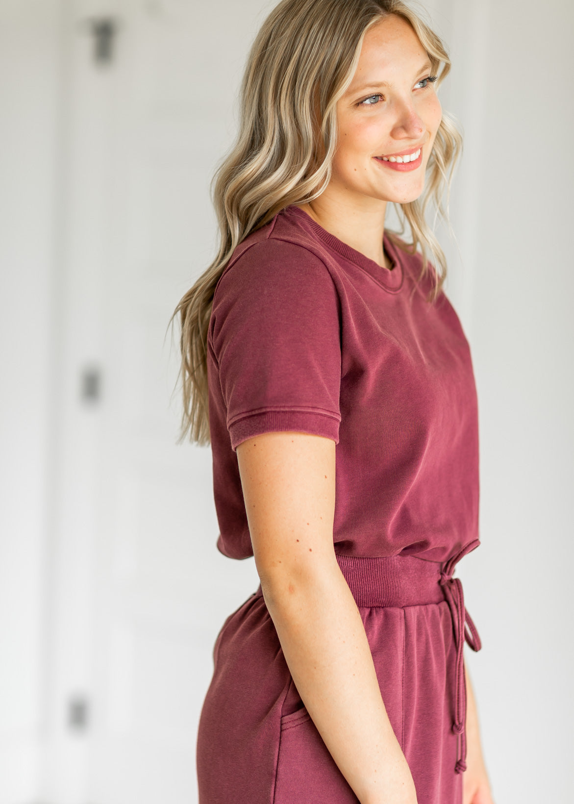 Ribbed Contrast Washed T-Shirt Tops
