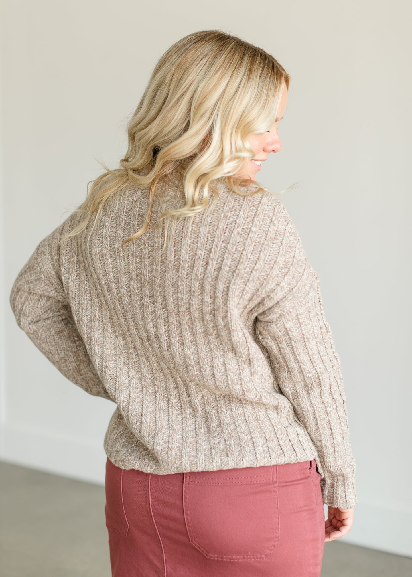 Ribbed Knit Crewneck Sweater FF Tops