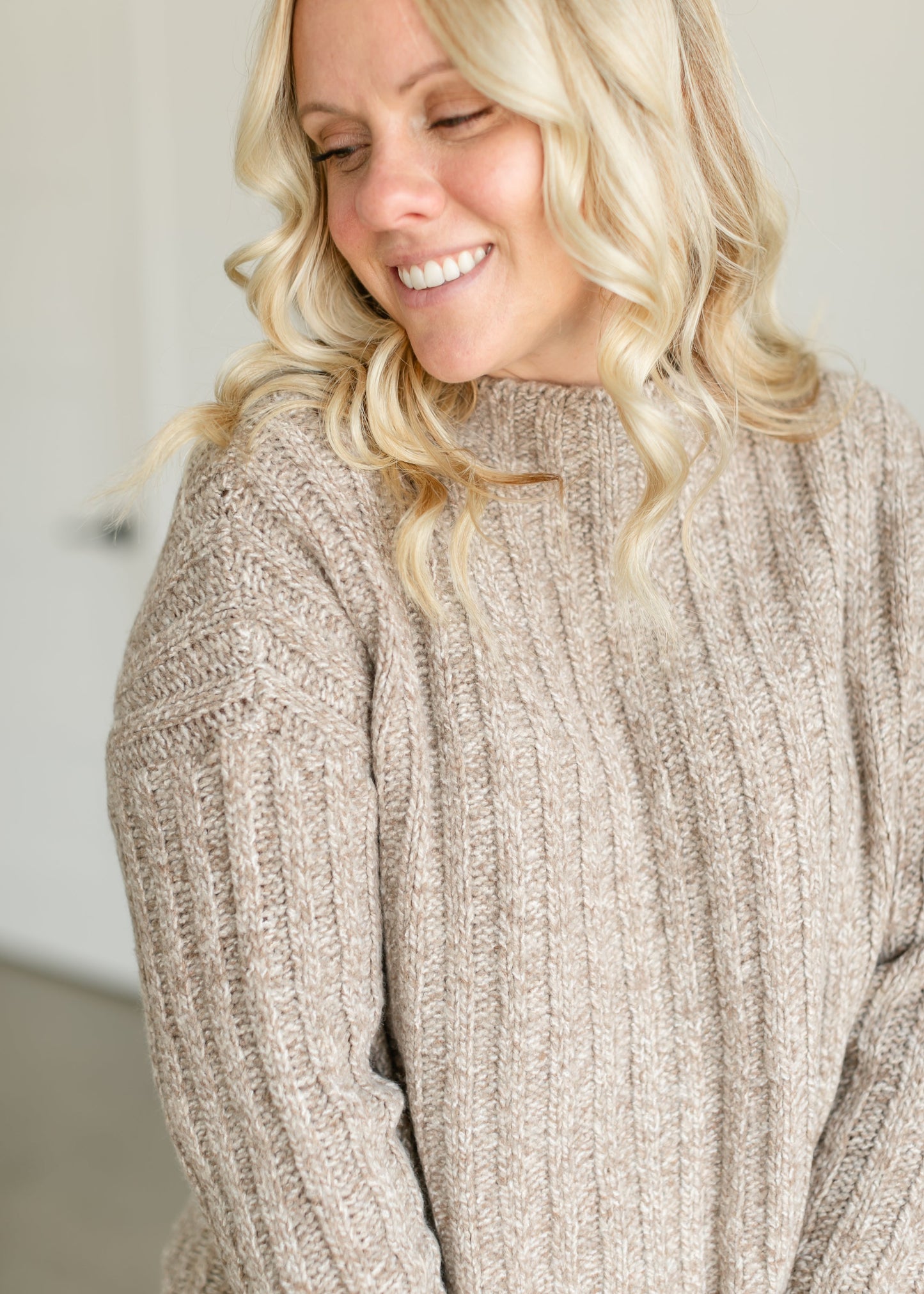 Ribbed Knit Crewneck Sweater FF Tops