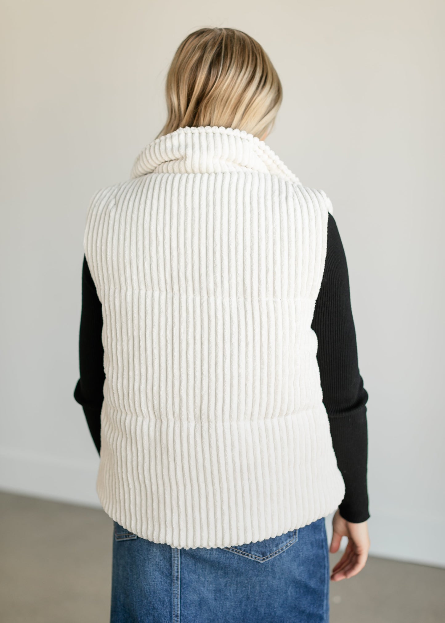 Ribbed Soft Zip-up Vest FF Tops