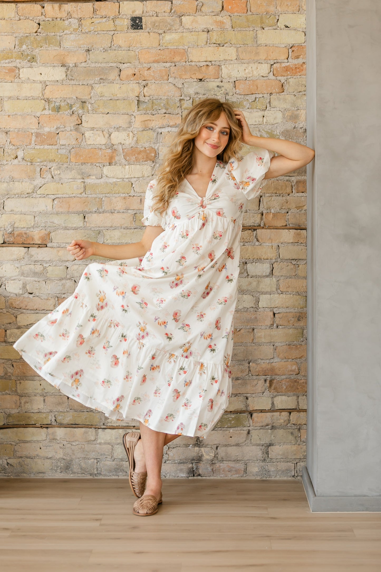 Romantic Floral Puff Sleeve Maxi Dress FF Dresses