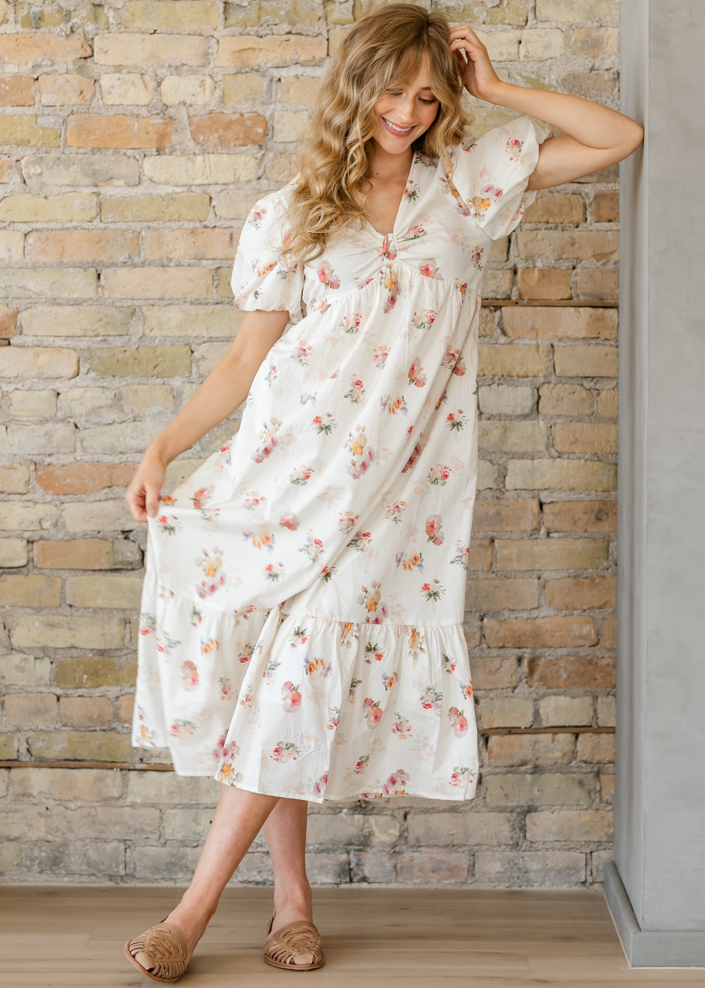 Romantic Floral Puff Sleeve Maxi Dress FF Dresses