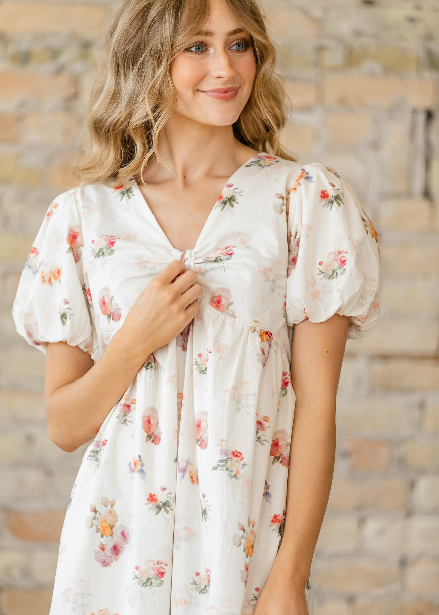 Romantic Floral Puff Sleeve Maxi Dress FF Dresses
