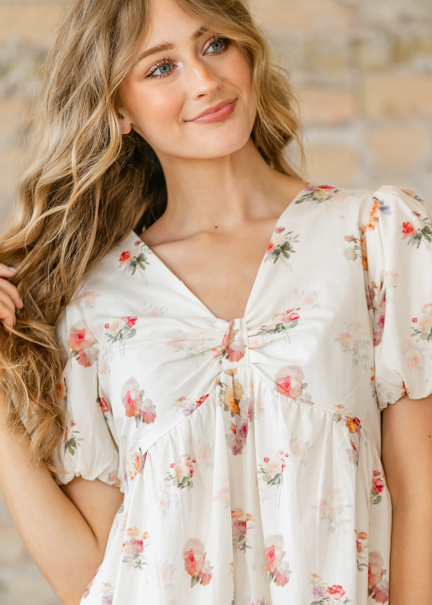 Romantic Floral Puff Sleeve Maxi Dress FF Dresses