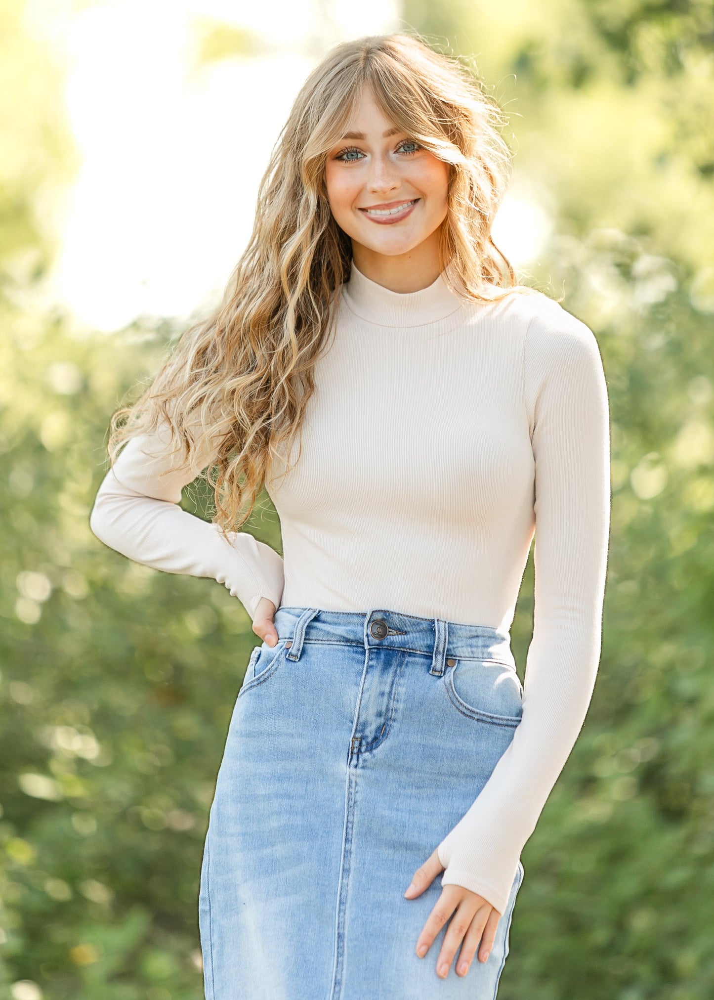 Ronan Mock Neck Top FF Tops Cream / XS