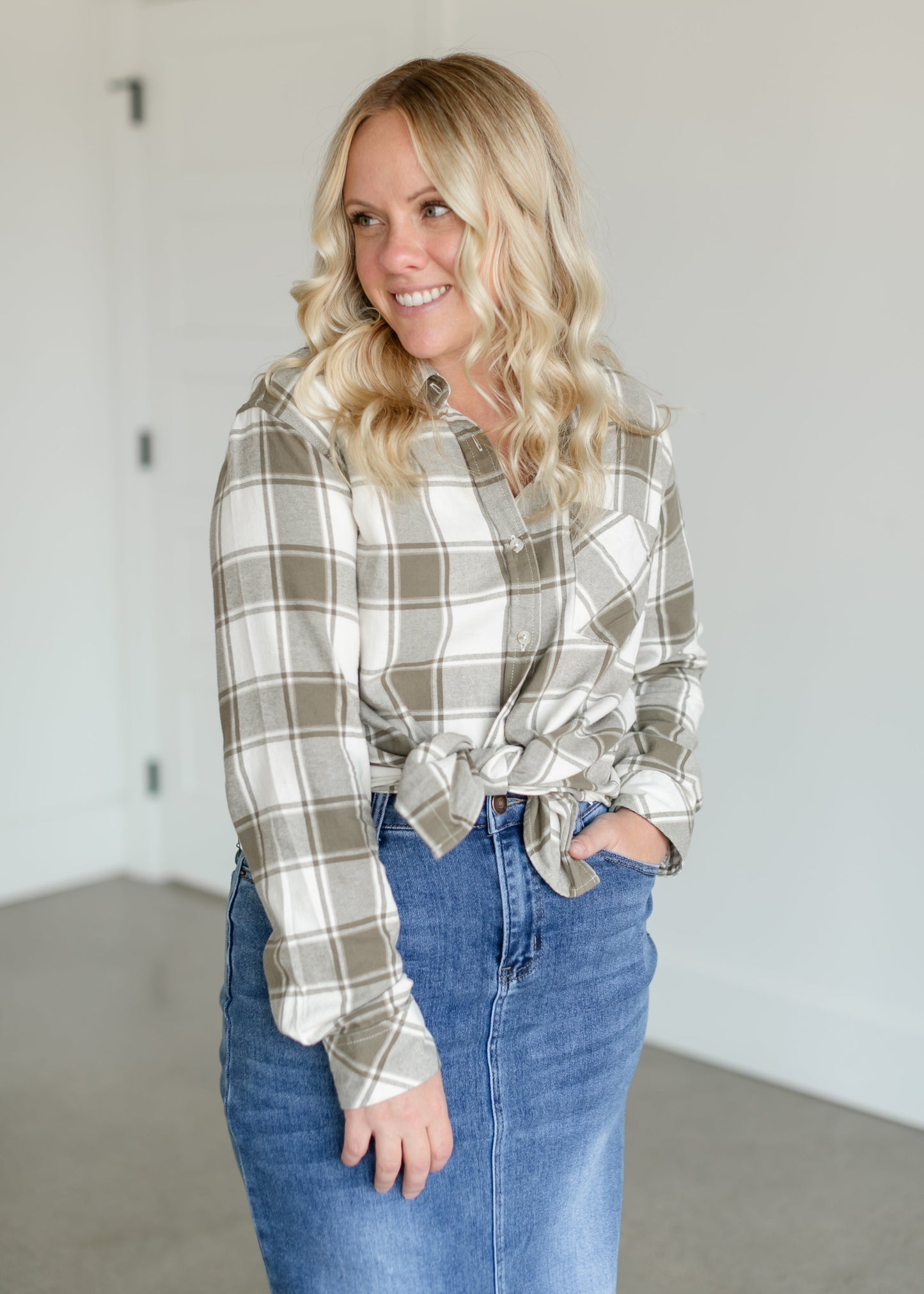 Rory Button Up Plaid Top FF Tops