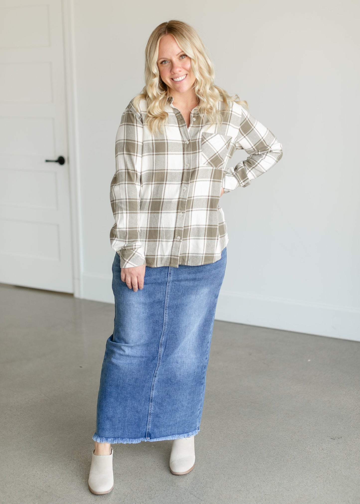 Rory Button Up Plaid Top FF Tops