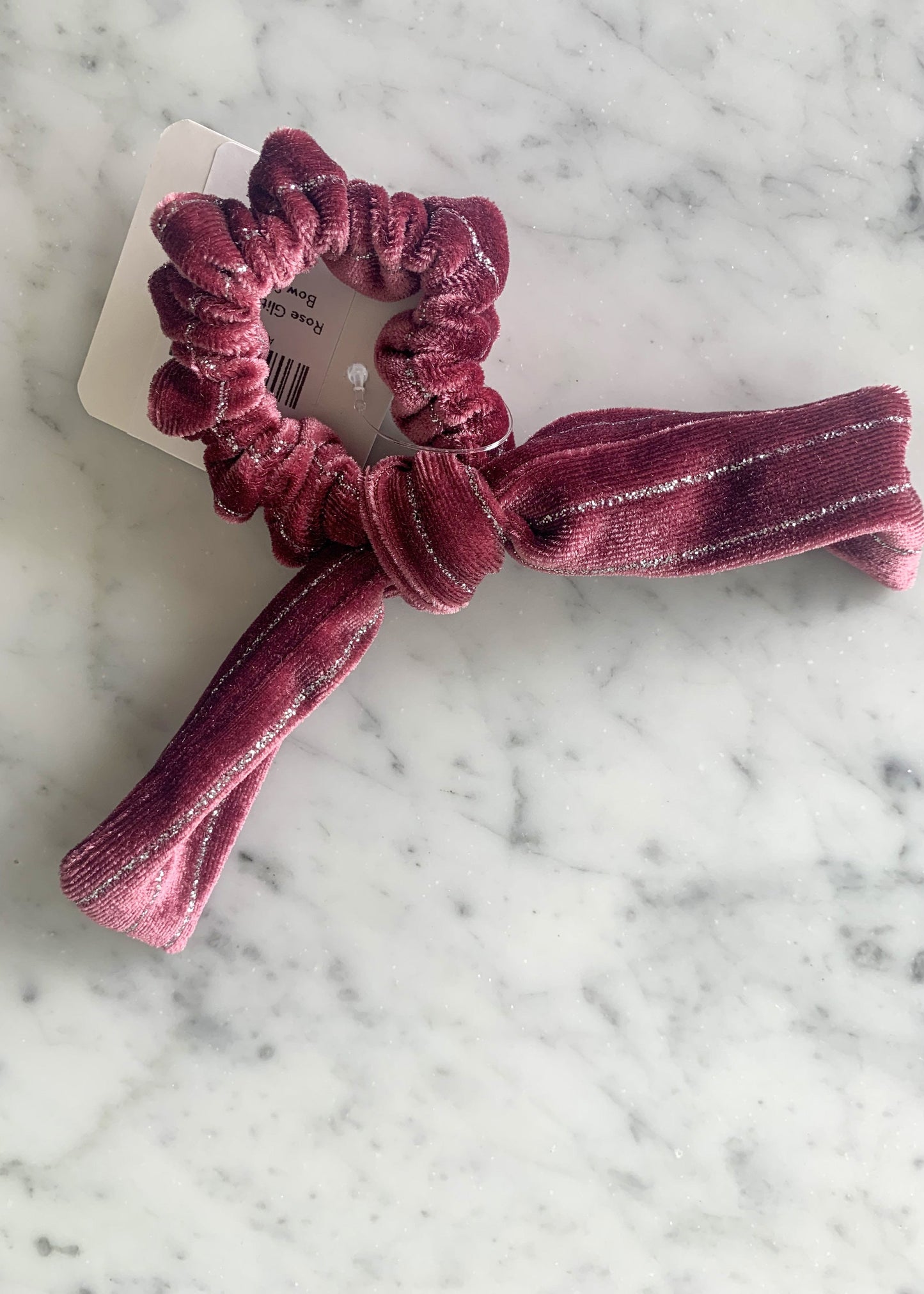 Rose Glitter Velvet Bow Scrunchie Accessories