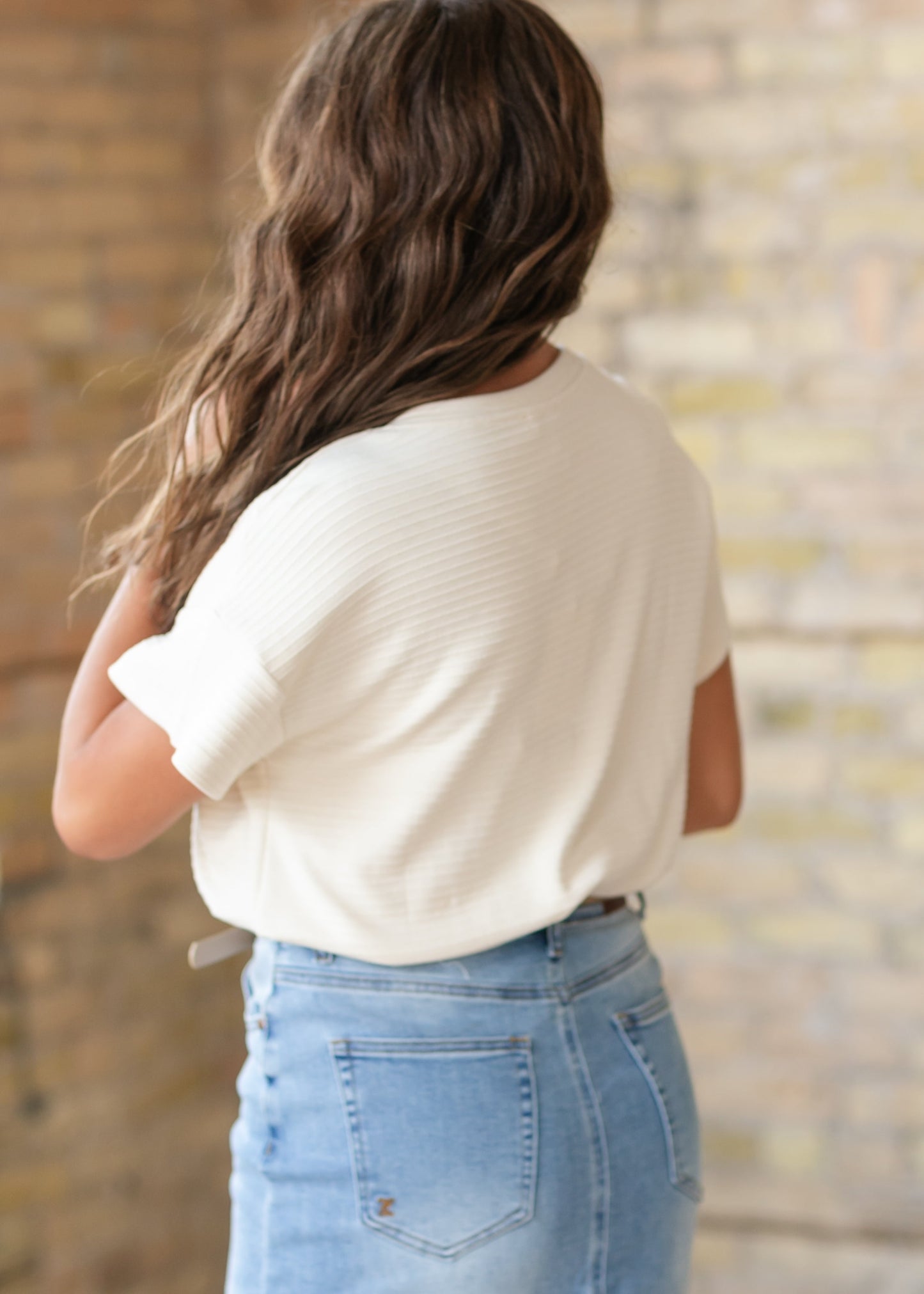 Round Neck 1/4 Button Top FF Tops