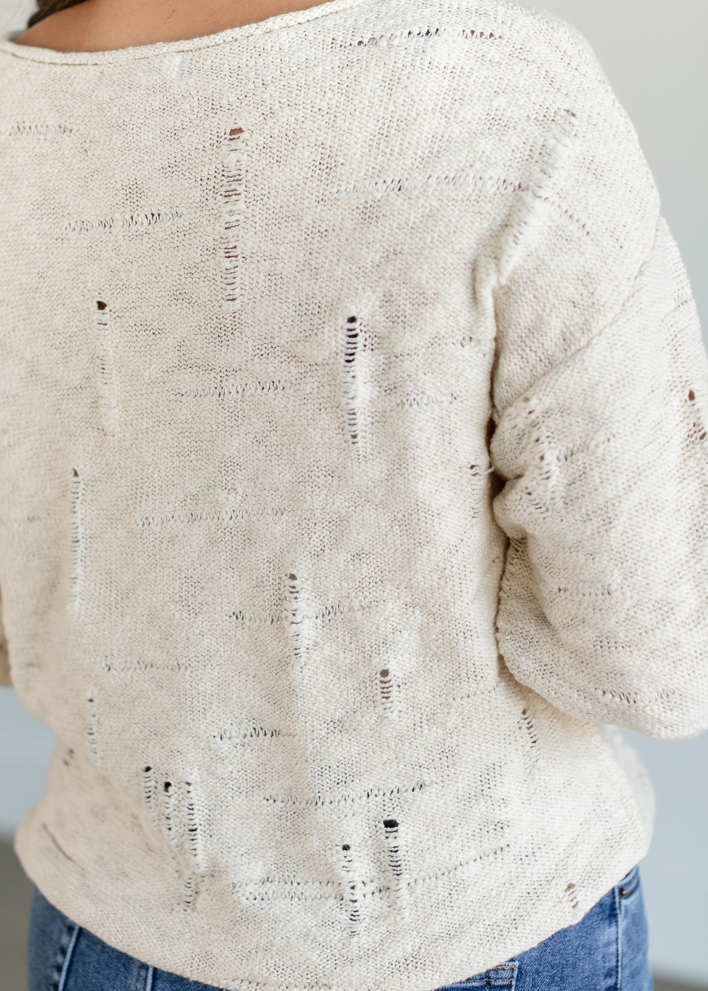 Rowe Boatneck Distressed Sweater FF Tops