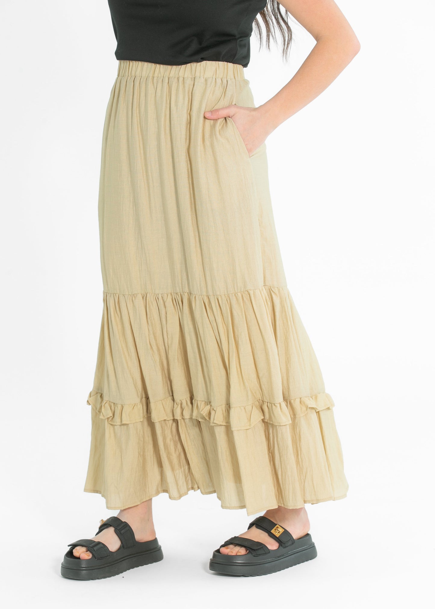 Ruffled Detail Midi Skirt FF Skirts