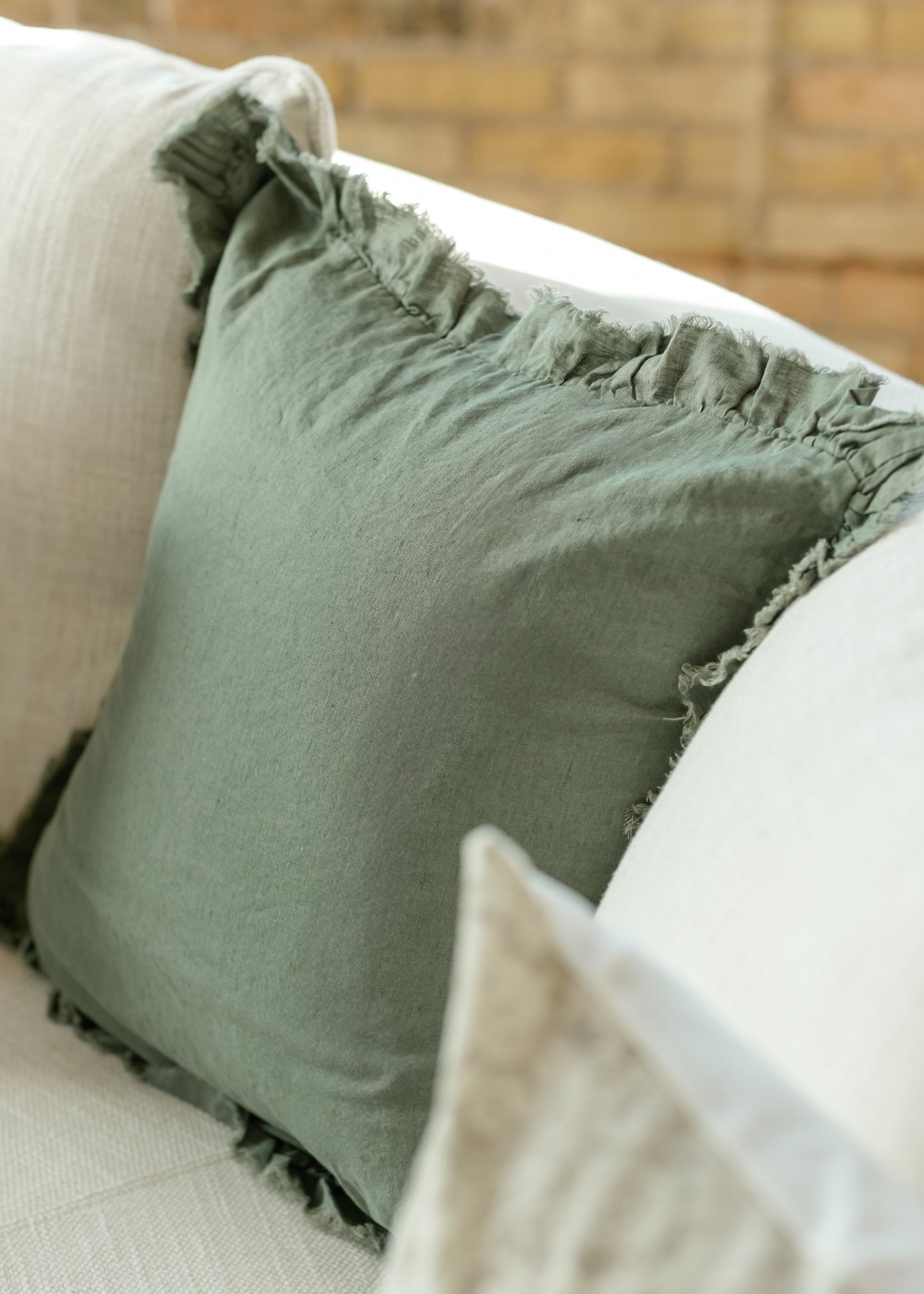 Ruffled Linen Cushion Cover Pillowcase FF Home + Lifestyle