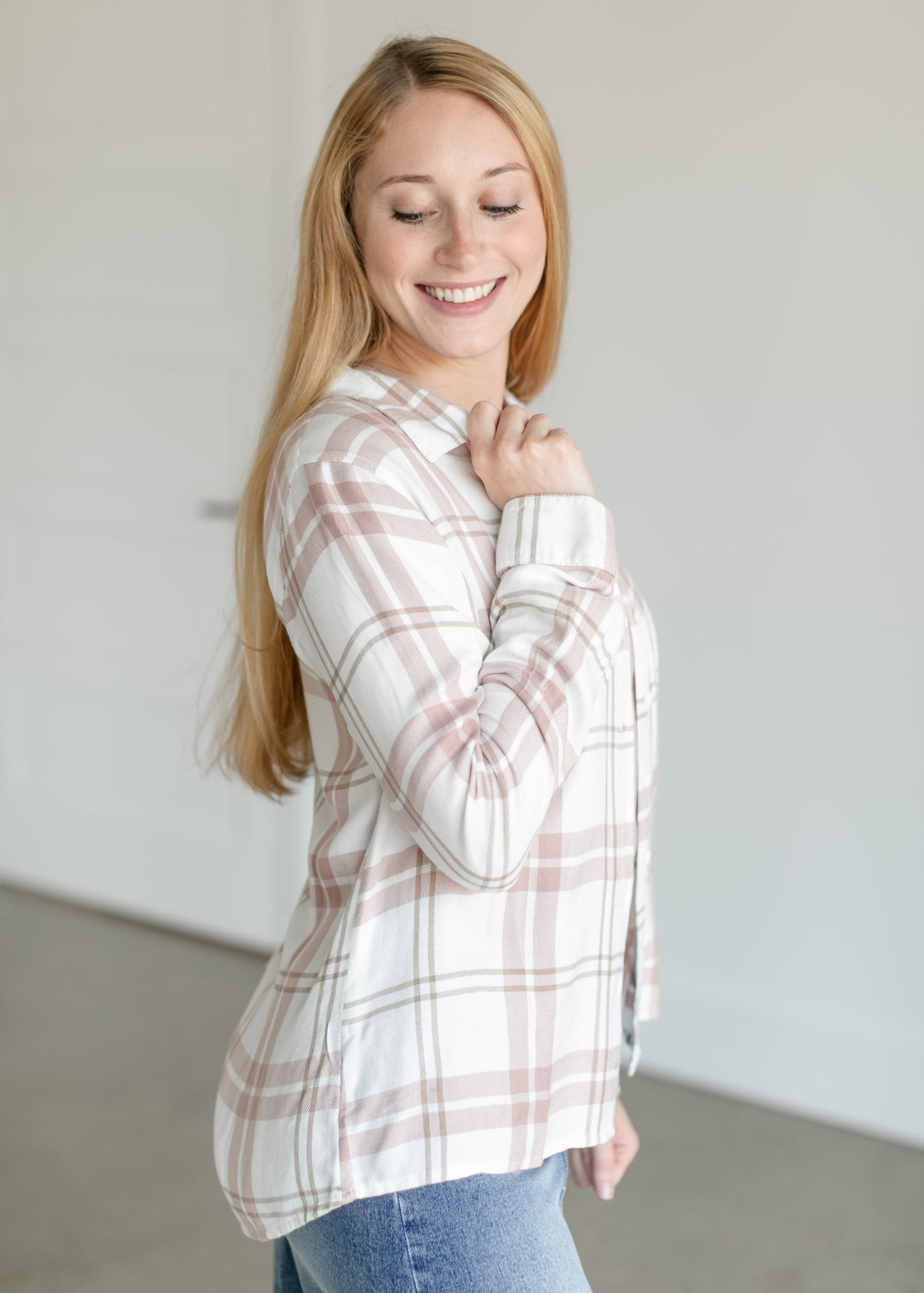 Rumi Button Up Plaid Top FF Tops