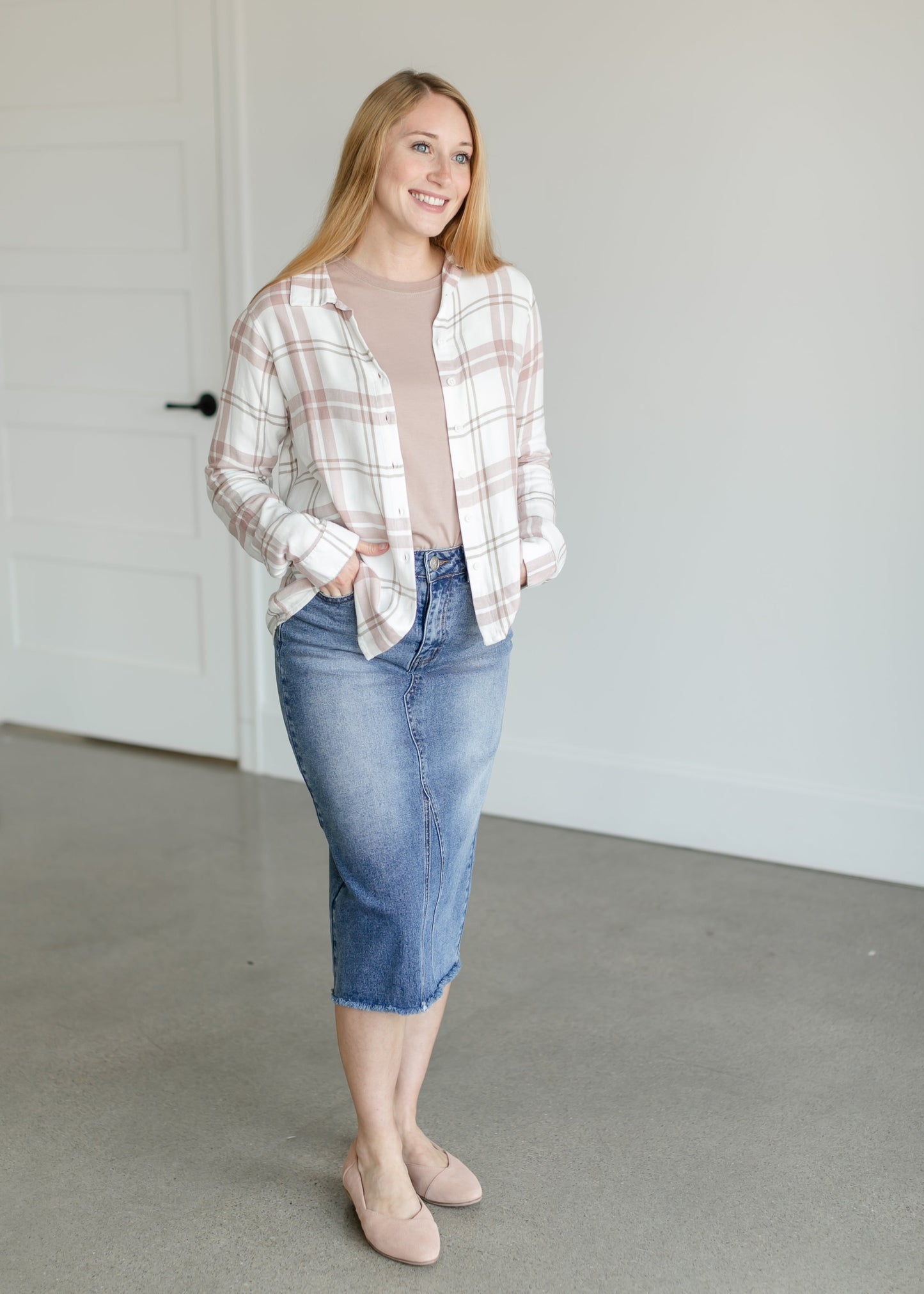 Rumi Button Up Plaid Top FF Tops