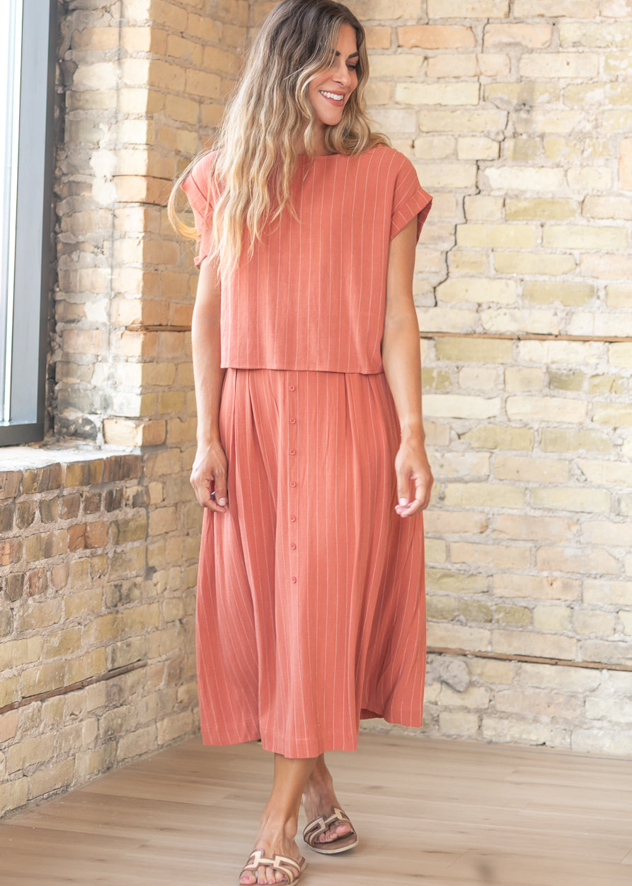Sadie & Sage® Sugarloaf Striped Midi Skirt FF Skirts