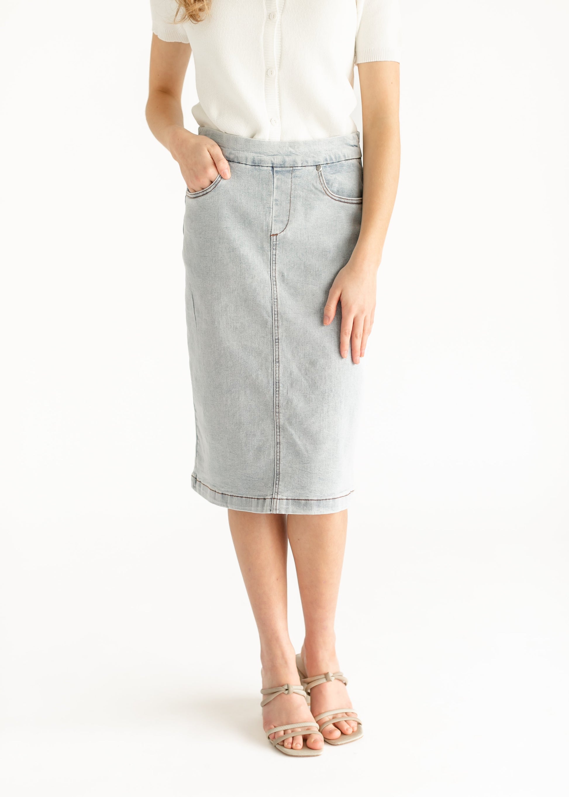Sandra Midi Denim Skirt IC Skirts Light Blue / 2