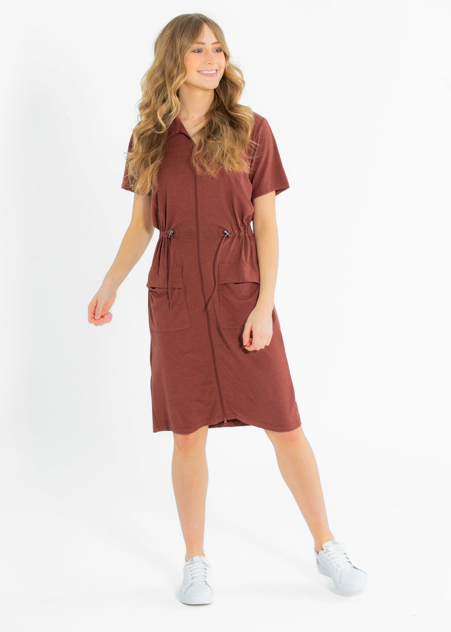 Scout Zip Front Athletic Midi Dress IC Dresses Rosewood / XS