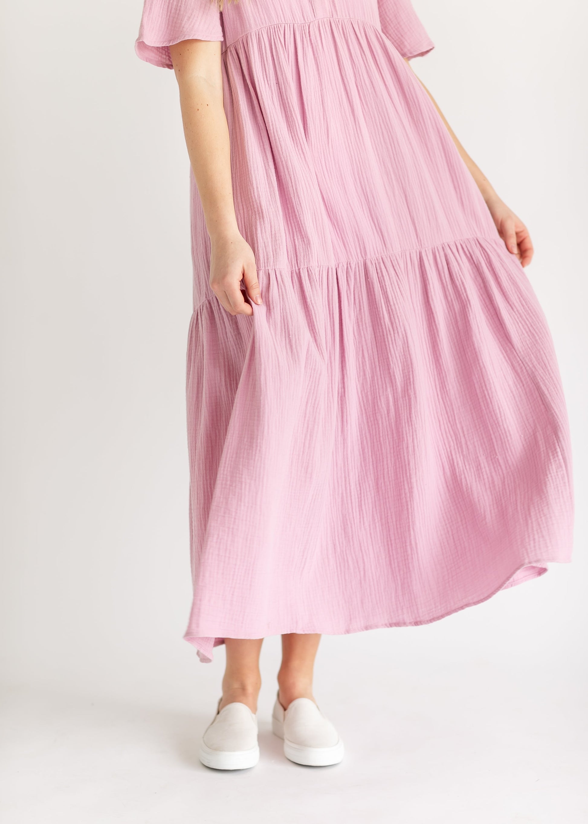 Serena Cotton Flutter Sleeve Maxi Dress FF Dresses