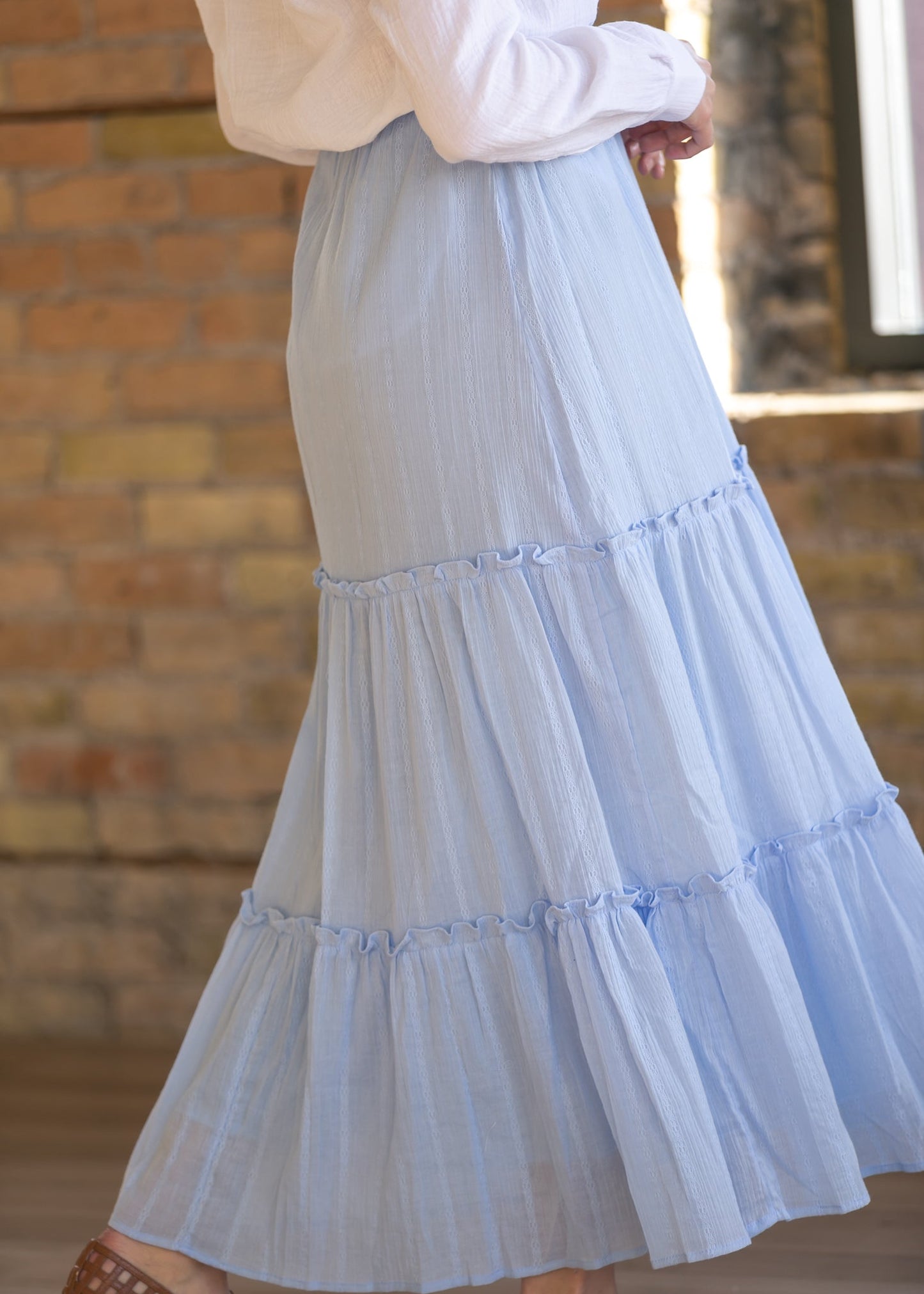 Serena Light Blue Cotton Maxi Skirt IC Skirts