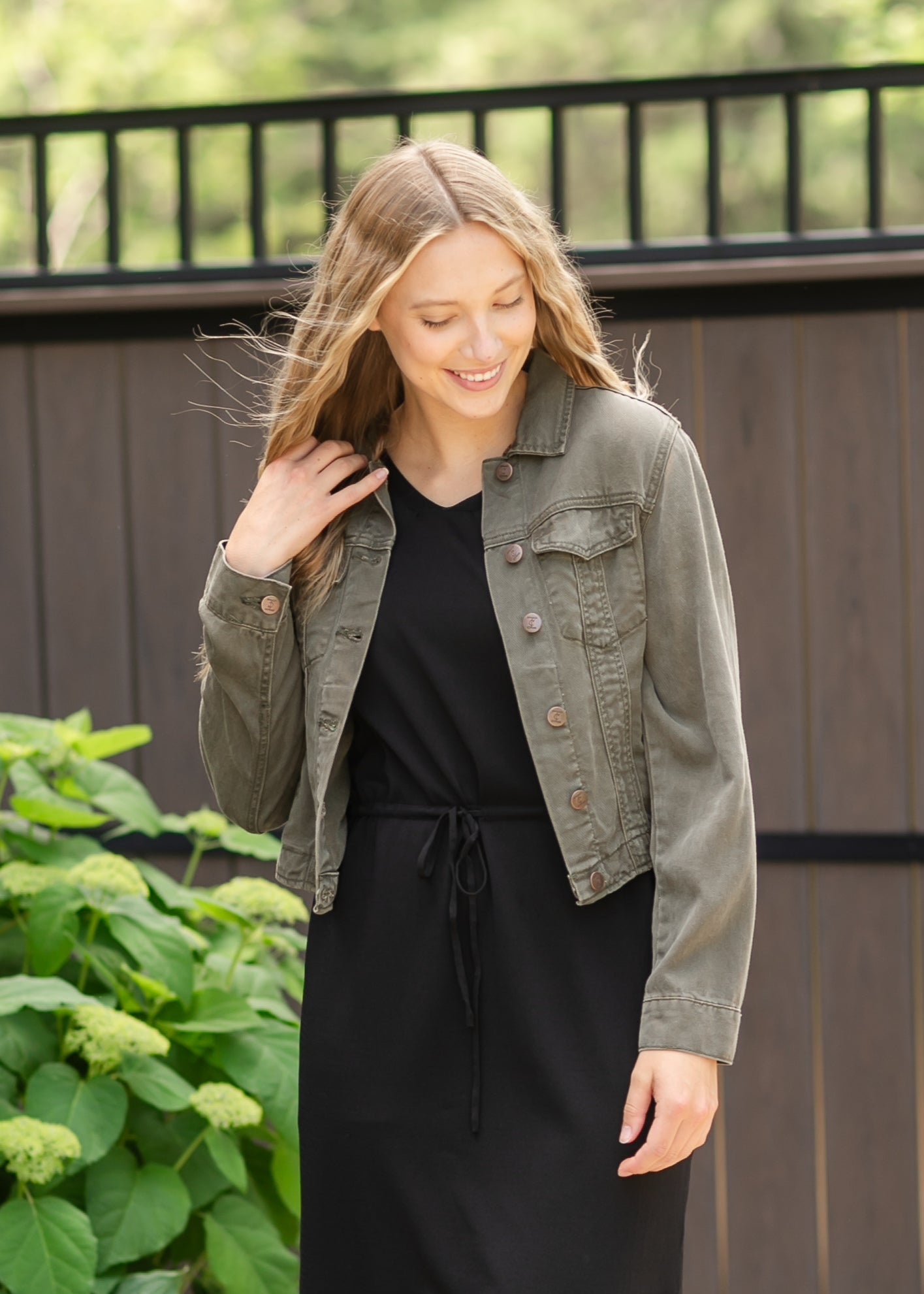 Shea Lightweight Denim Jacket IC Tops Olive / XS