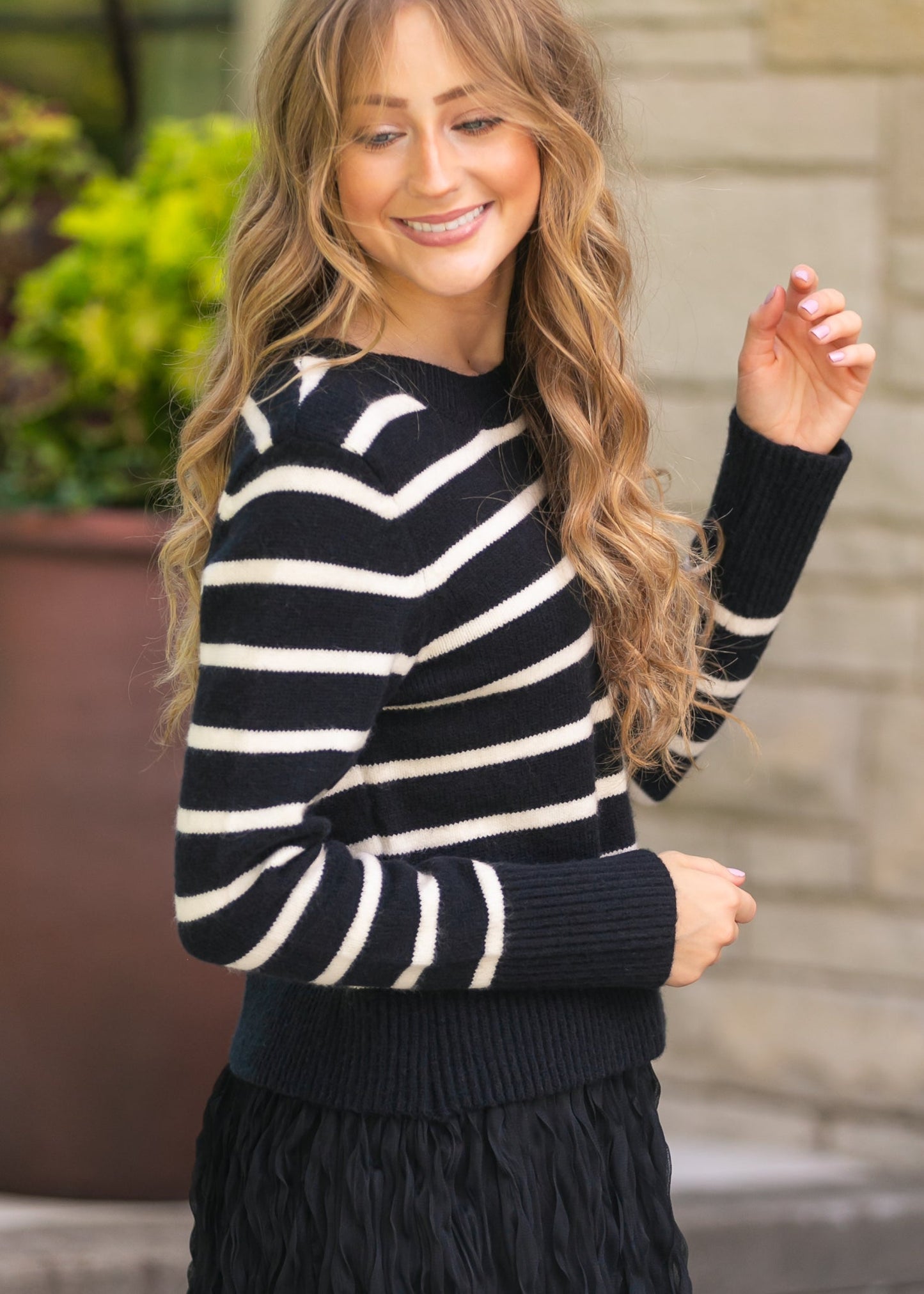 Sheri Striped Sweater FF Tops