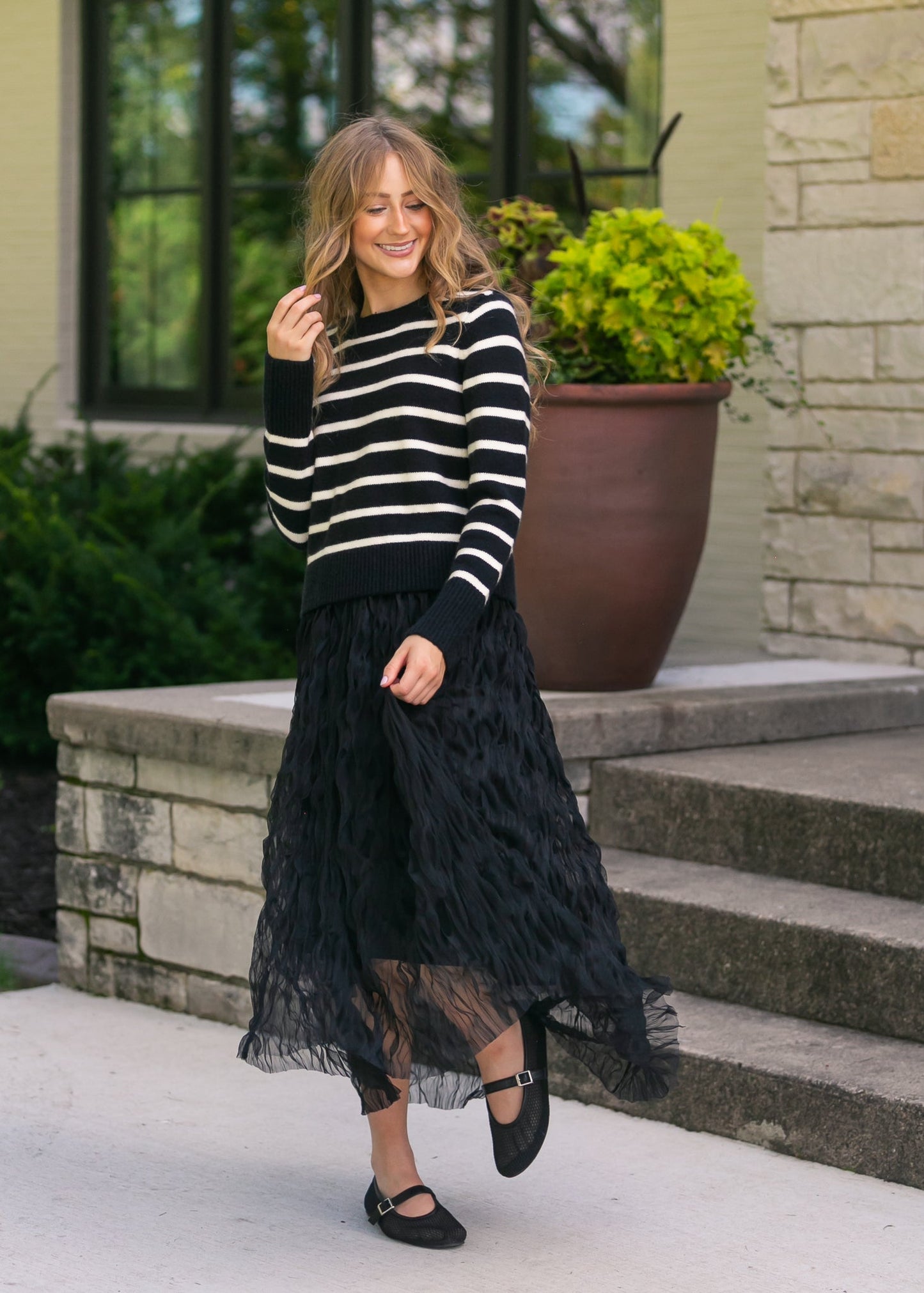 Sheri Striped Sweater FF Tops