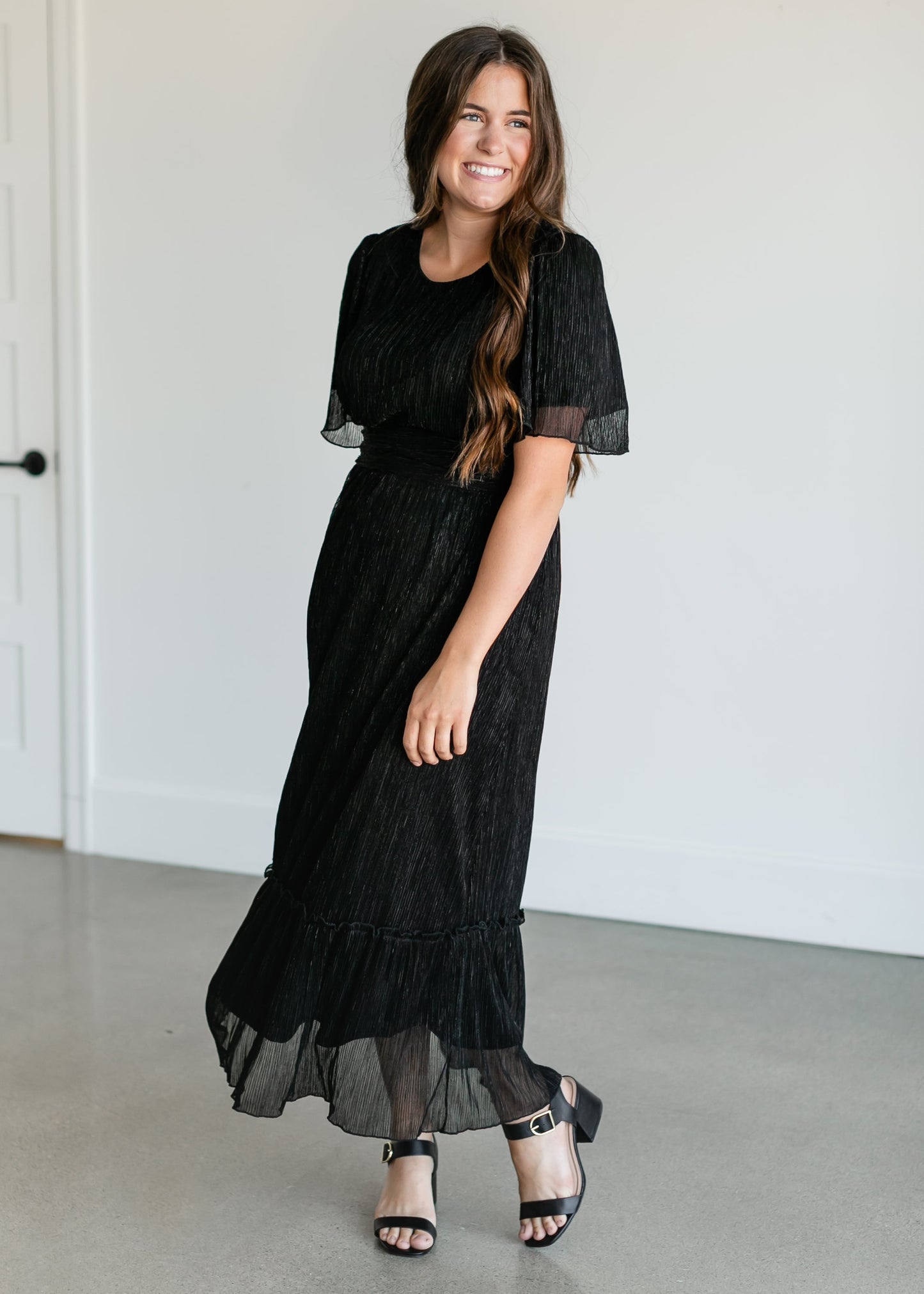 Shimmery Crinkle Maxi Dress FF Dresses