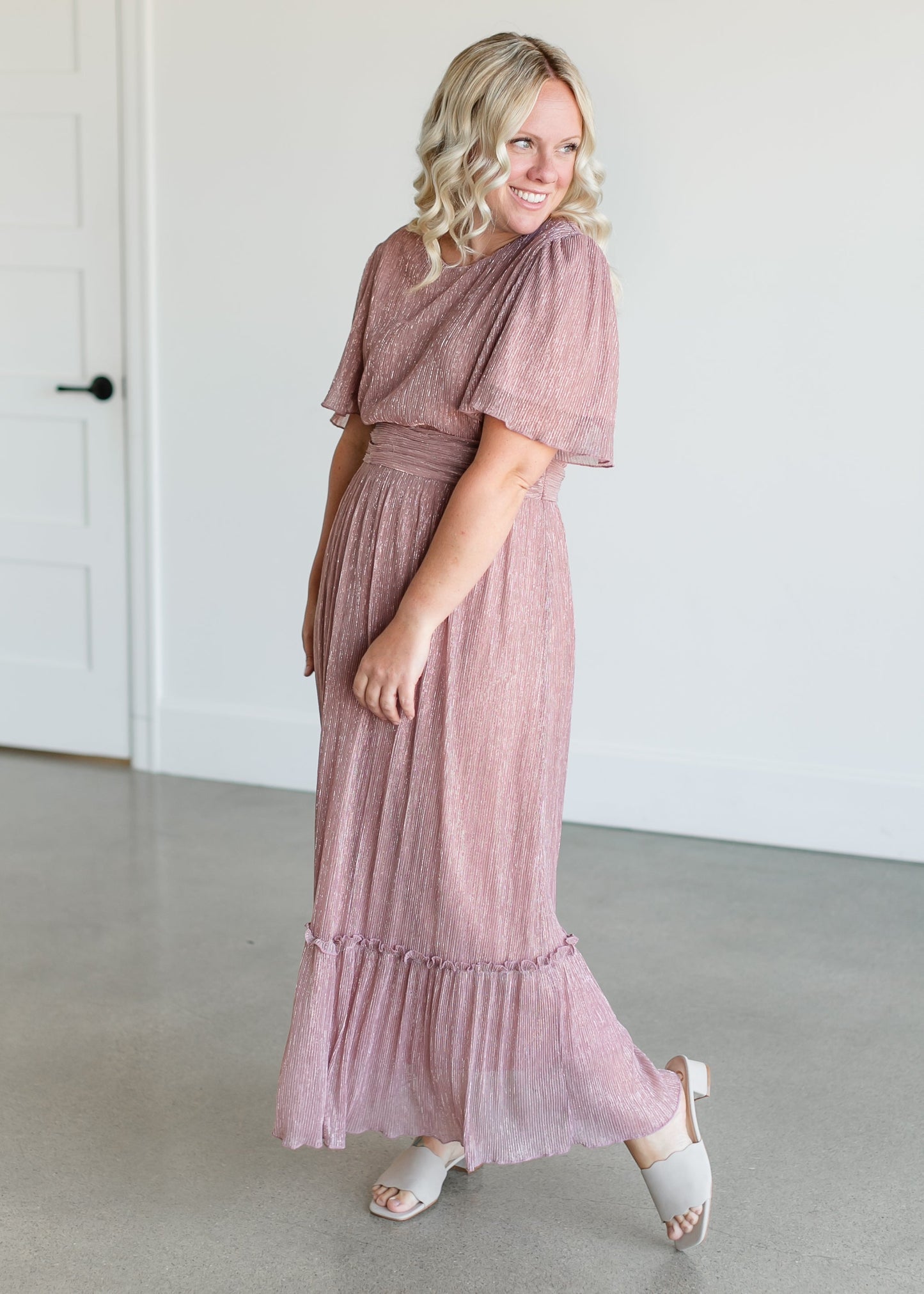 Shimmery Crinkle Maxi Dress FF Dresses
