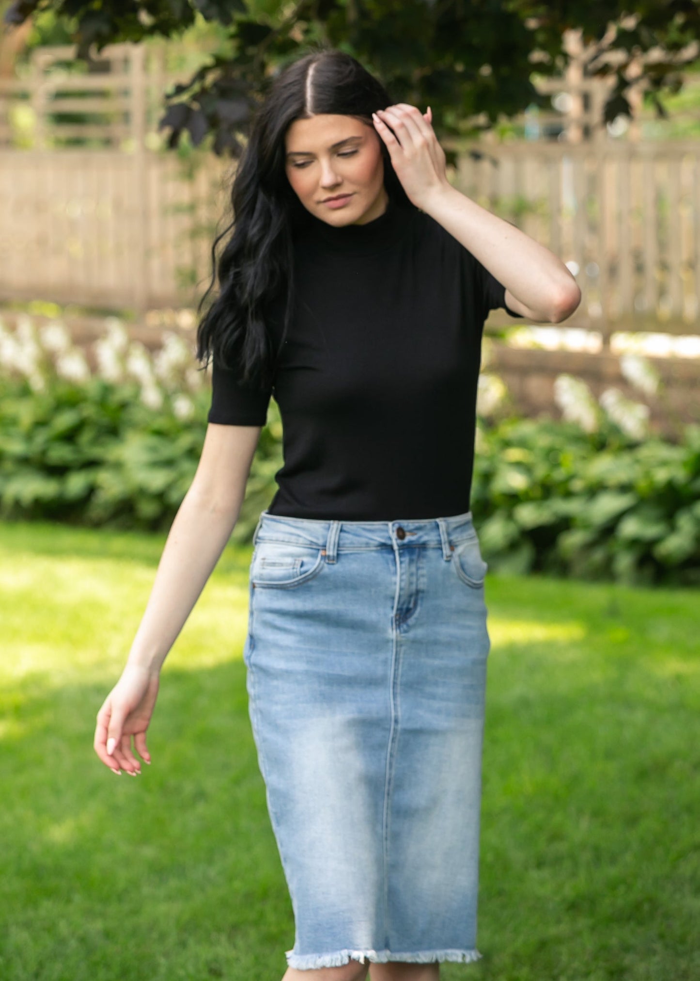 Short Sleeve Mock Neck Top FF Tops