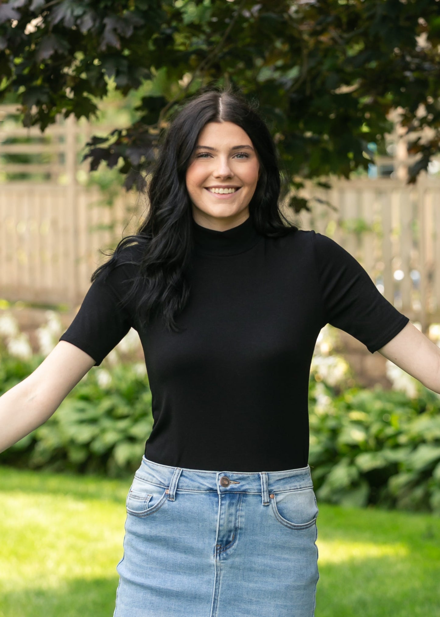 Short Sleeve Mock Neck Top FF Tops Black / S