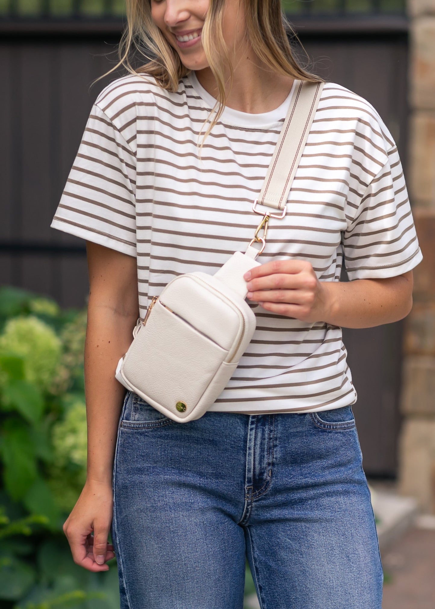 Short Sleeve Stripe Crewneck Tee FF Tops