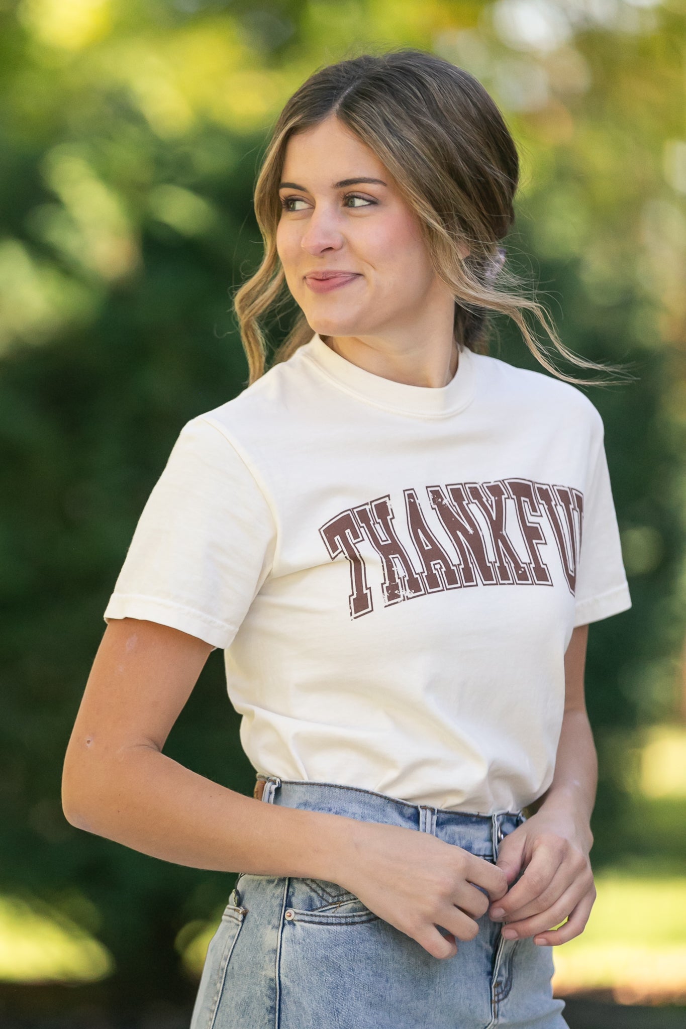 Short Sleeve Thankful Graphic Tee FF Tops