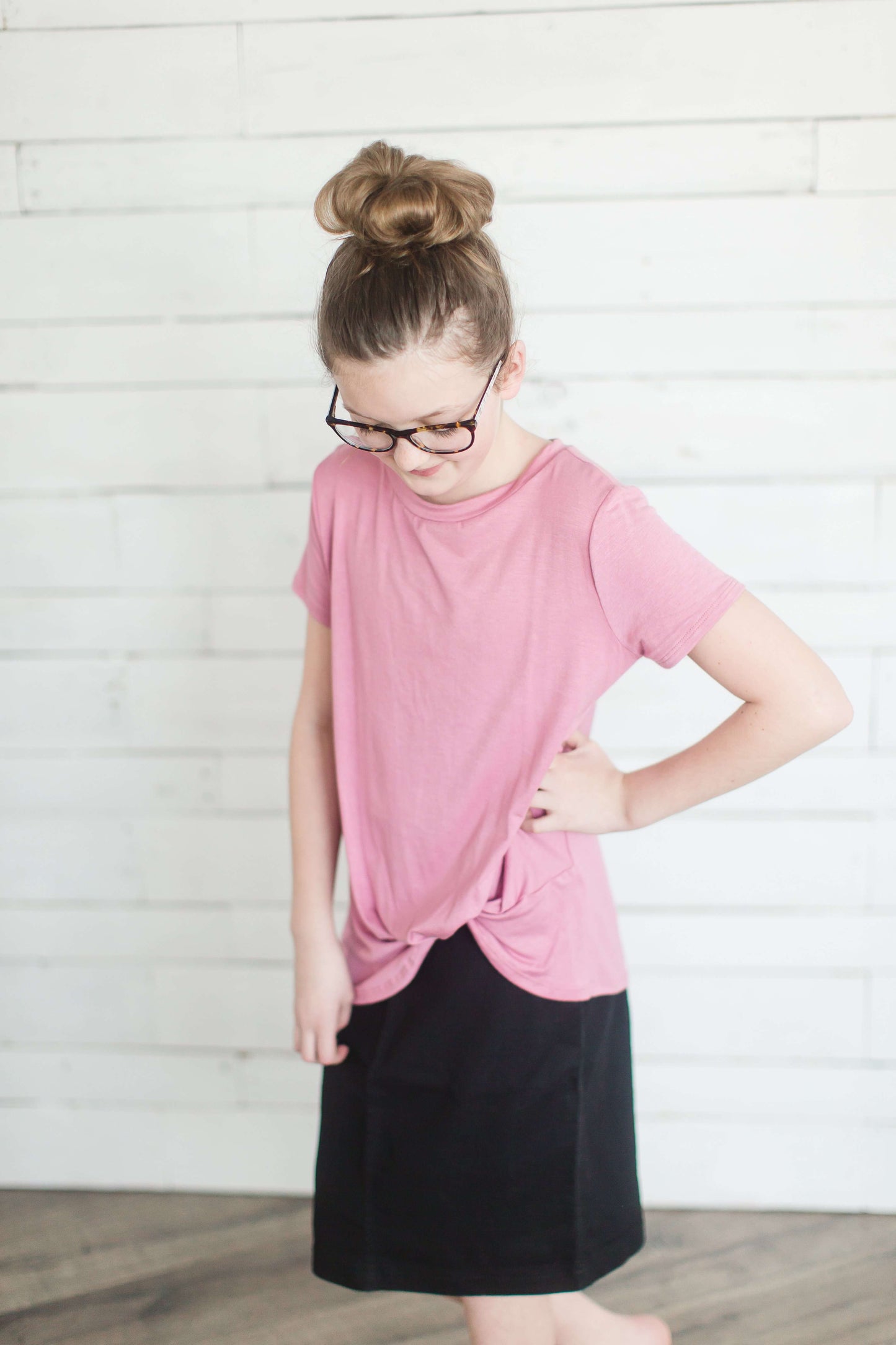 Side Tie Solid Tee-FINAL SALE Tops