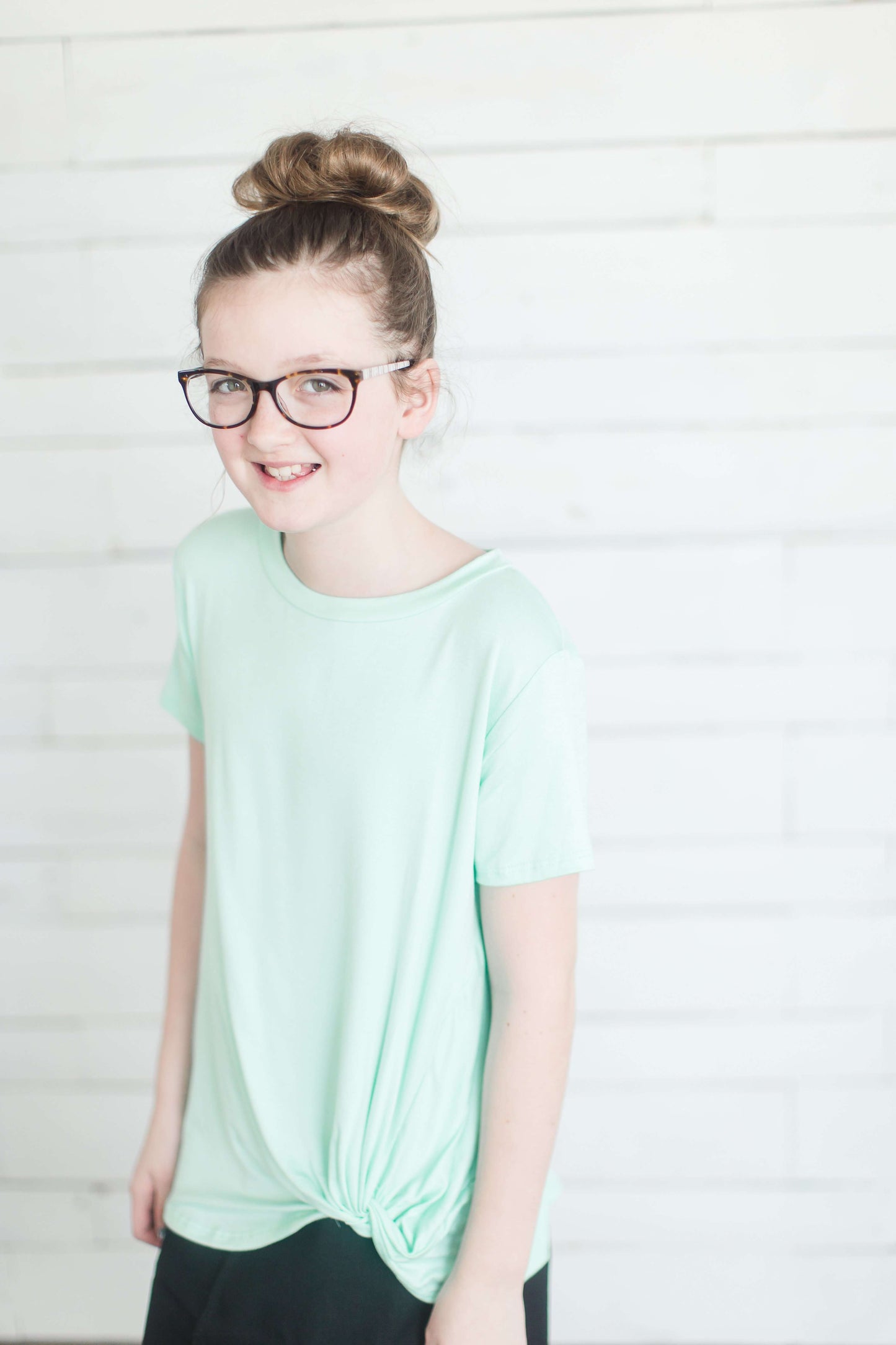 Side Tie Solid Tee-FINAL SALE Tops Mint / XS