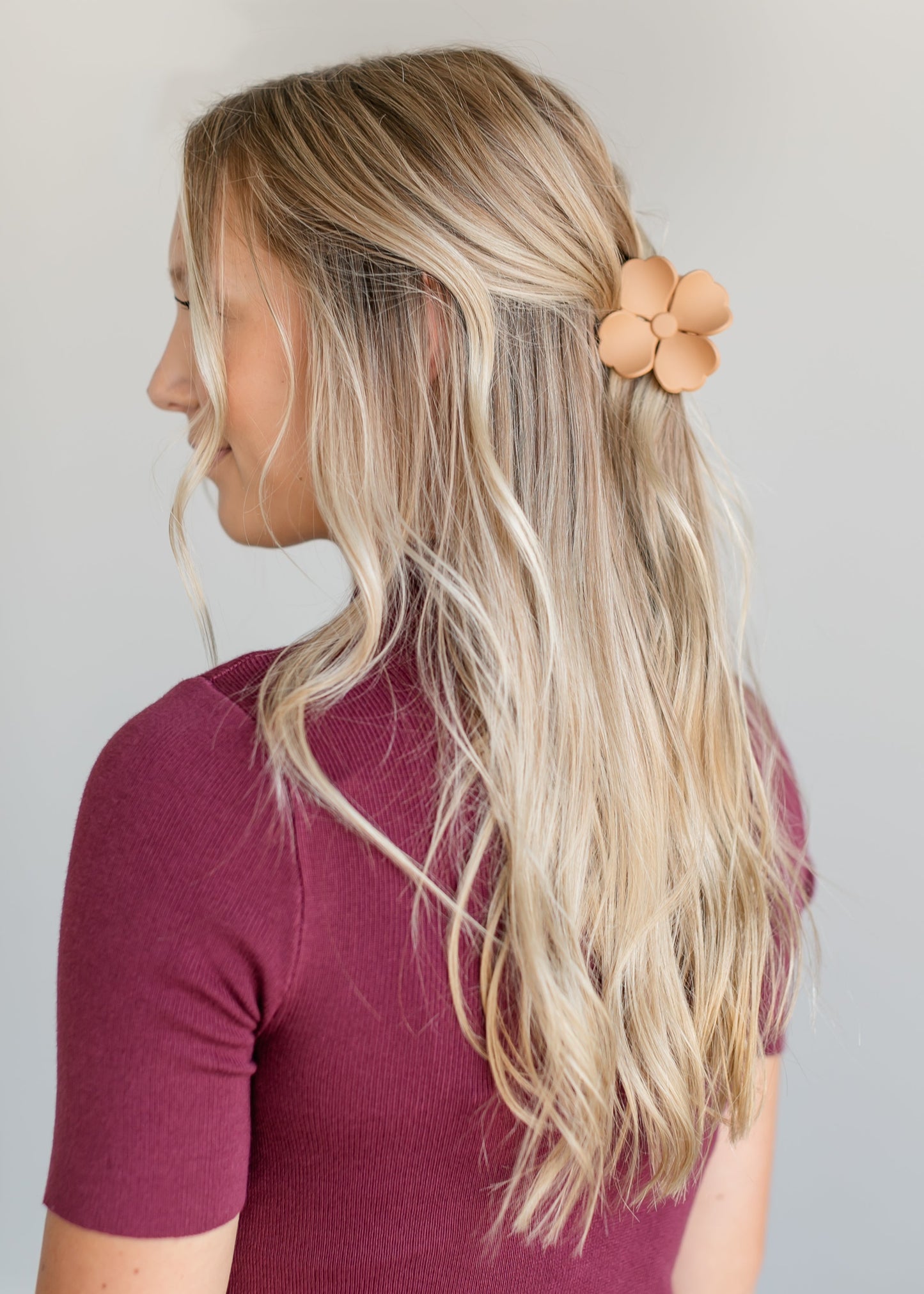 Small Flower Claw Clips Accessories Camel
