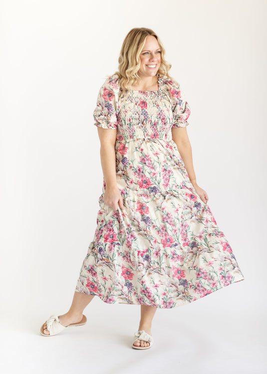 Smocked Floral Maxi Dress FF Dresses
