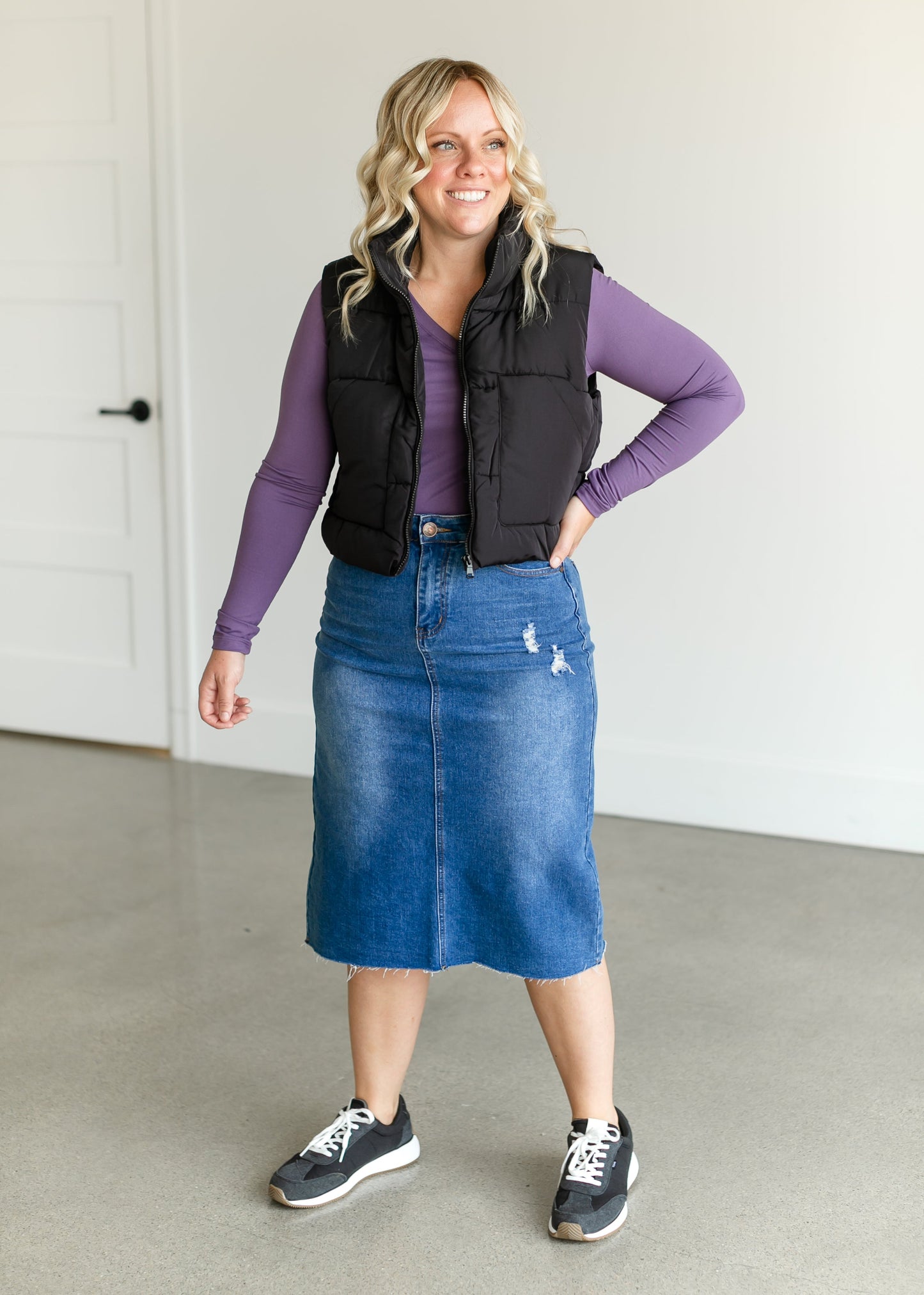 Zip Front Cropped Puffer Vest FF Tops