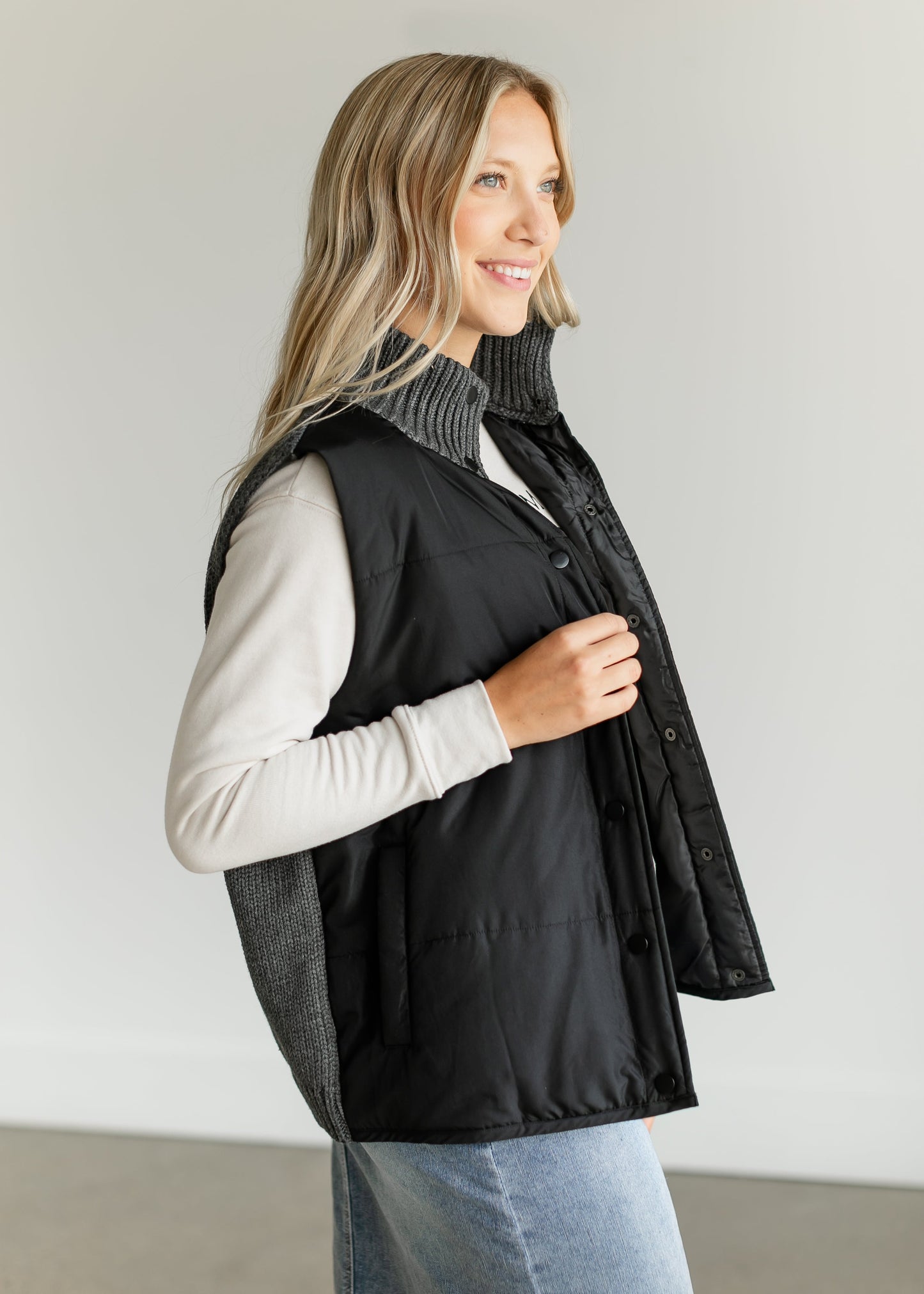 Snap Up Active Knit Vest FF Tops