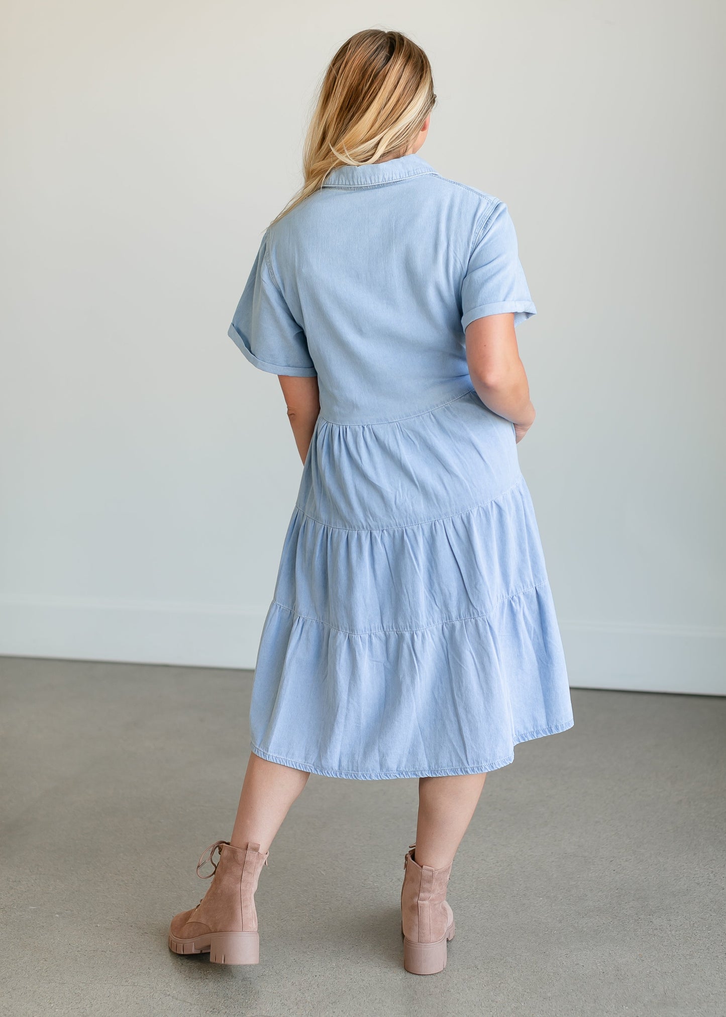 Snap Up Denim Midi Dress FF Dresses