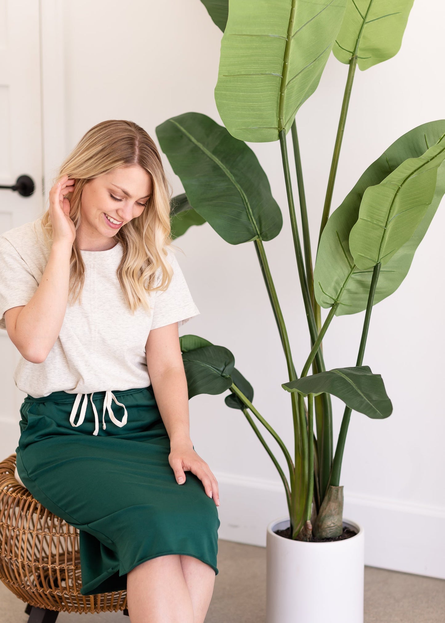 Soft Cotton Drawstring Midi Skirt - FINAL SALE FF Skirts S / Hunter Green
