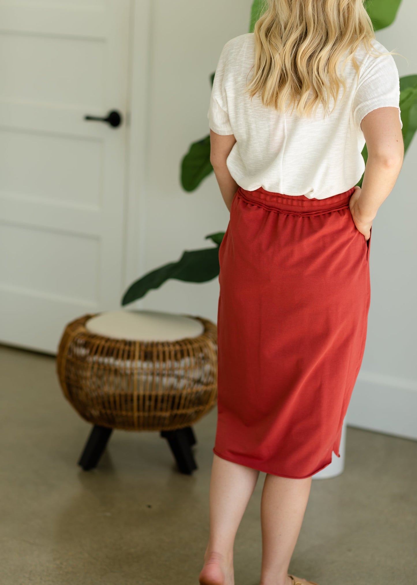 Soft Cotton Drawstring Midi Skirt - FINAL SALE Skirts