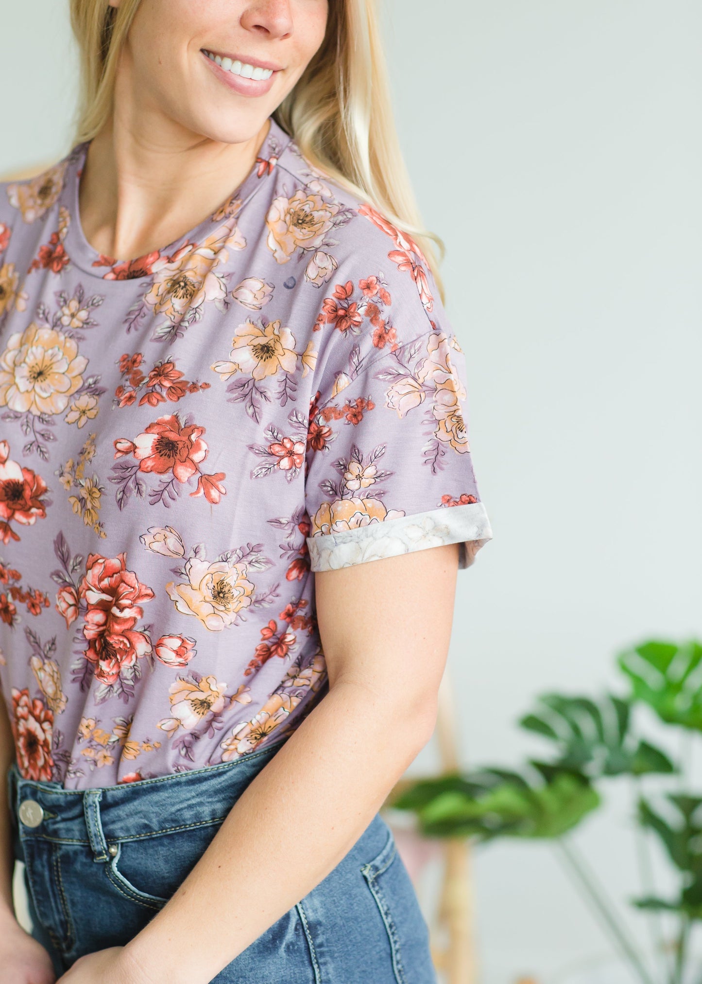 Soft Floral Cuffed Sleeve Top - FINAL SALE FF Tops