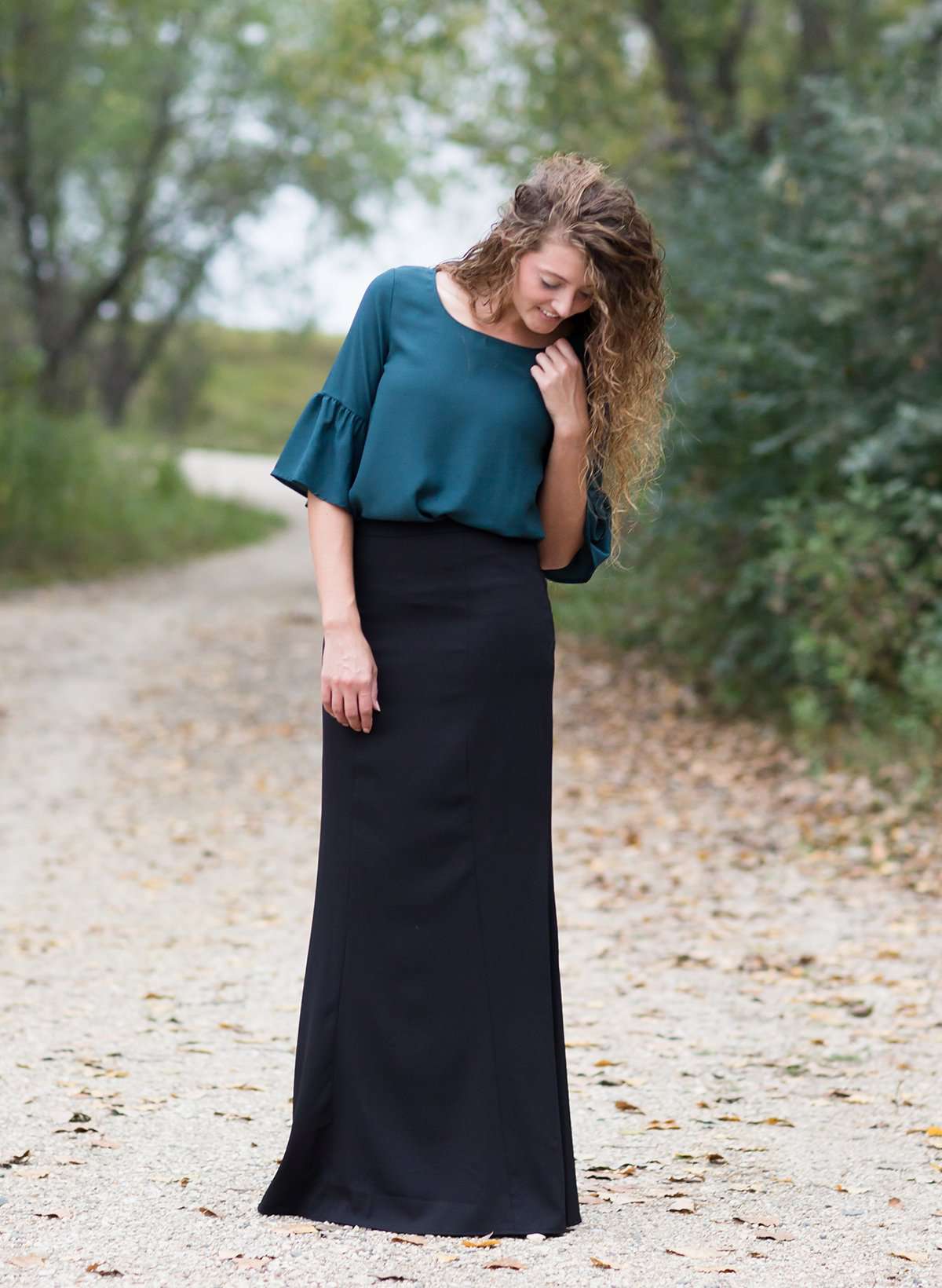 Solid Poet Blouse Tops