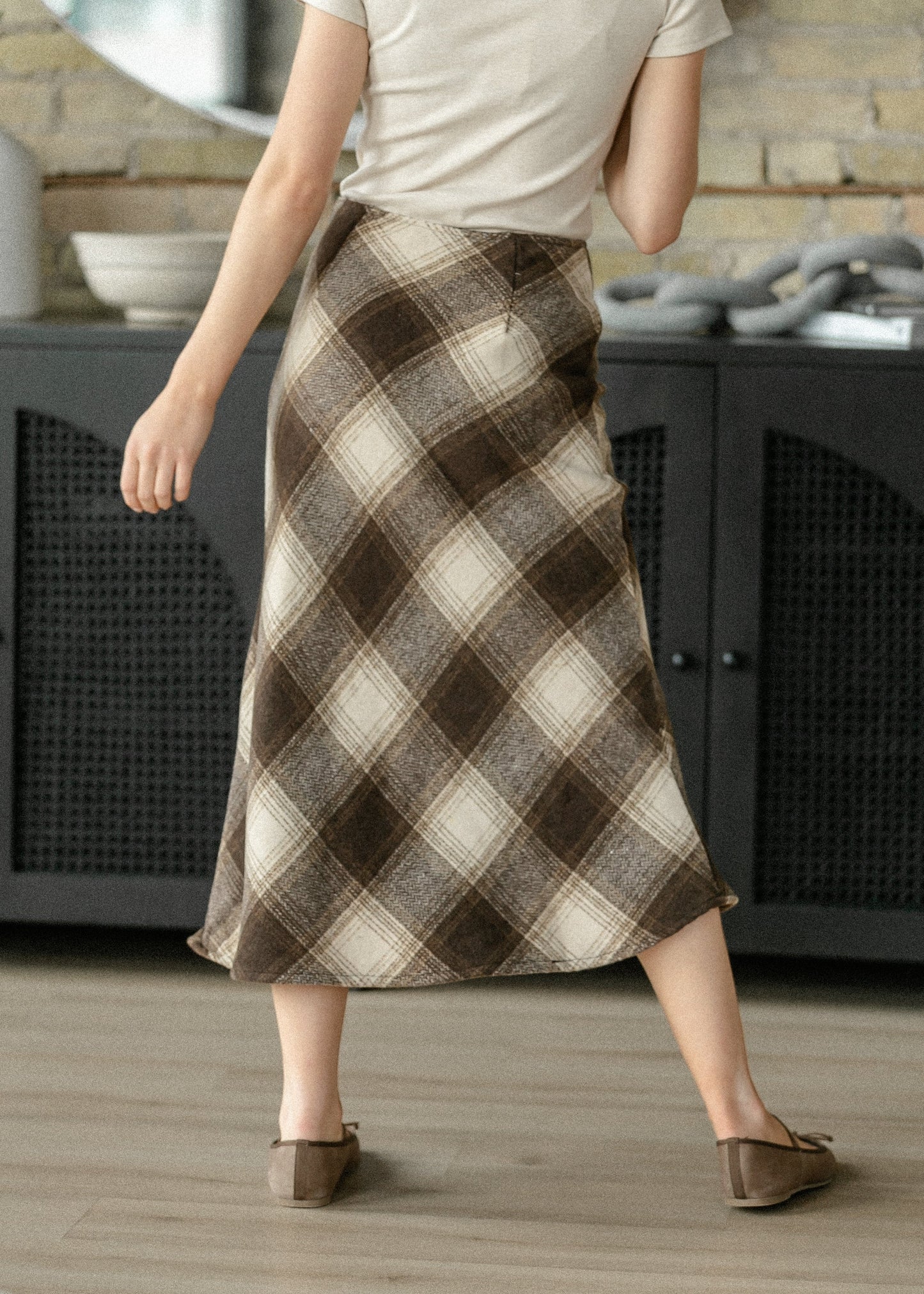 Sonata Plaid Bias Midi Skirt FF Skirts